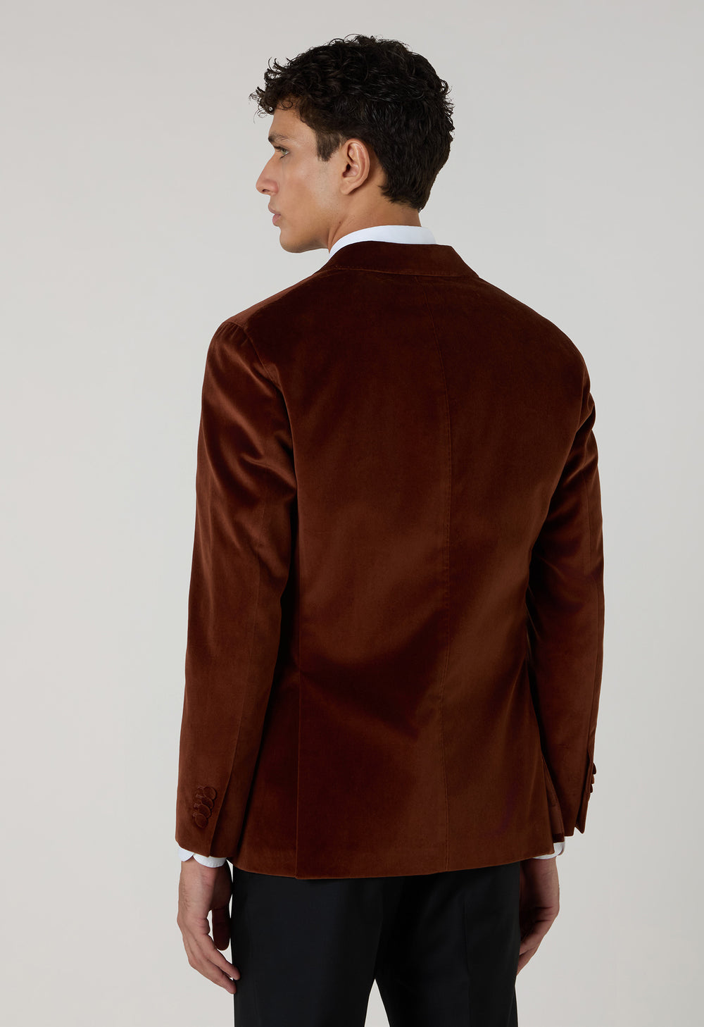 Cinnamon Plain Velvet Tuxedo Jacket