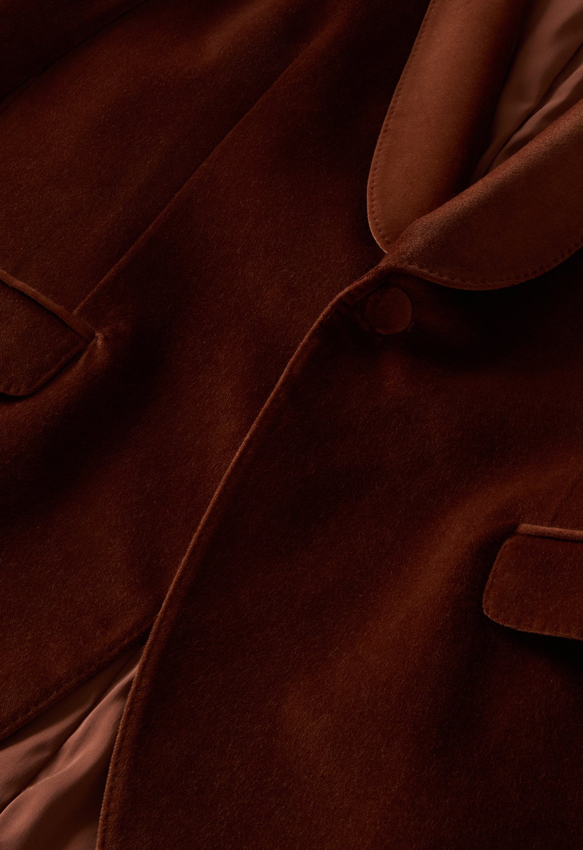 Cinnamon Plain Velvet Tuxedo Jacket