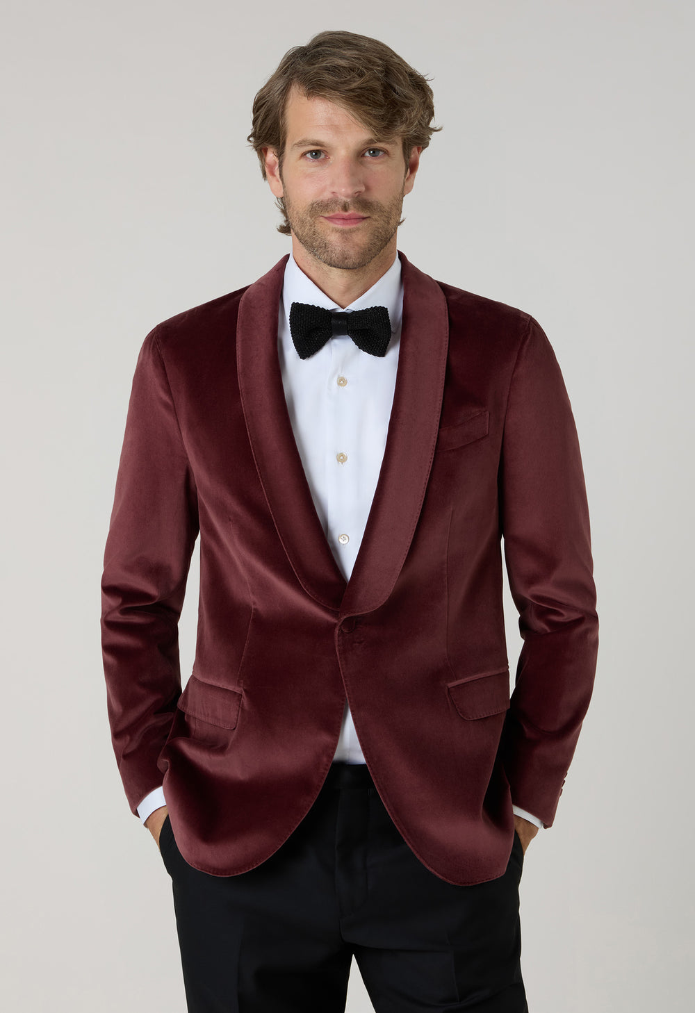Giacca Tuxedo in velluto mogano