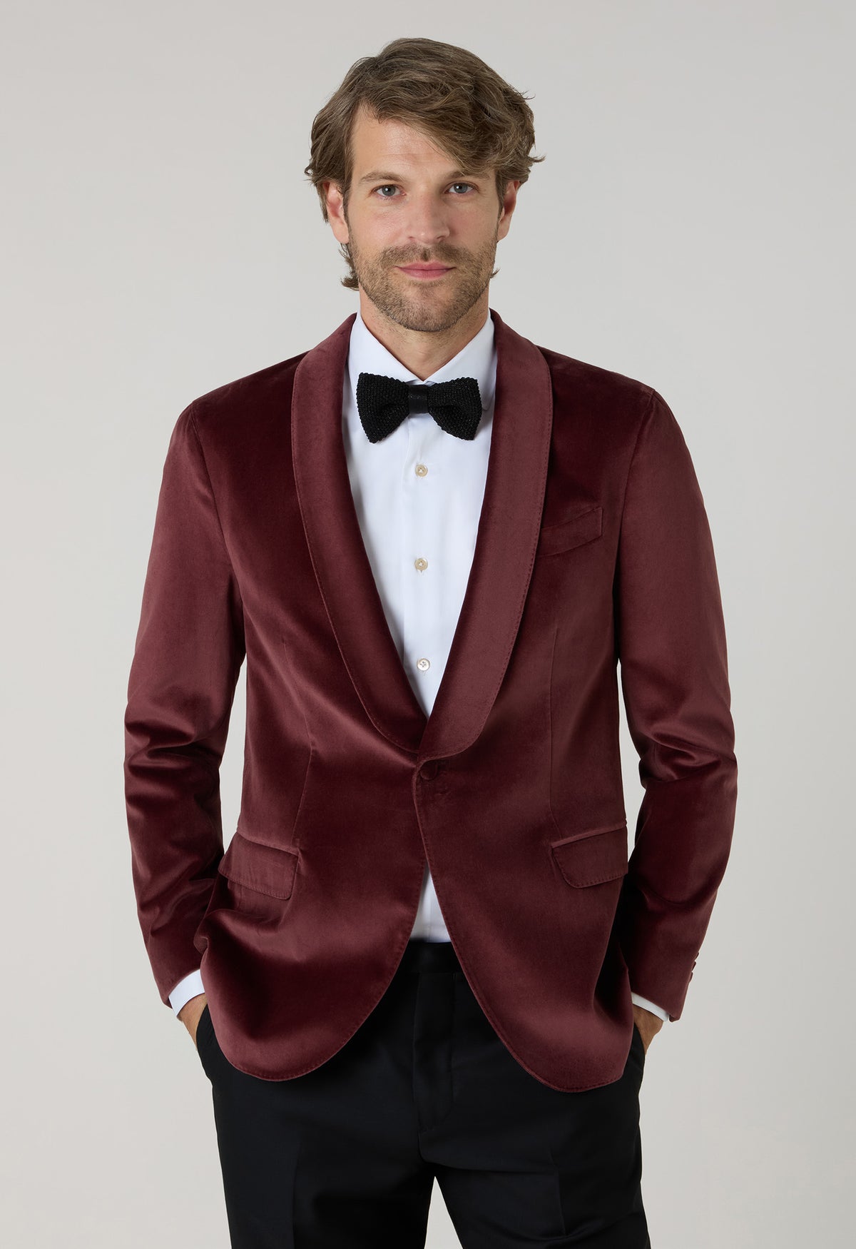 Giacca Tuxedo in velluto mogano