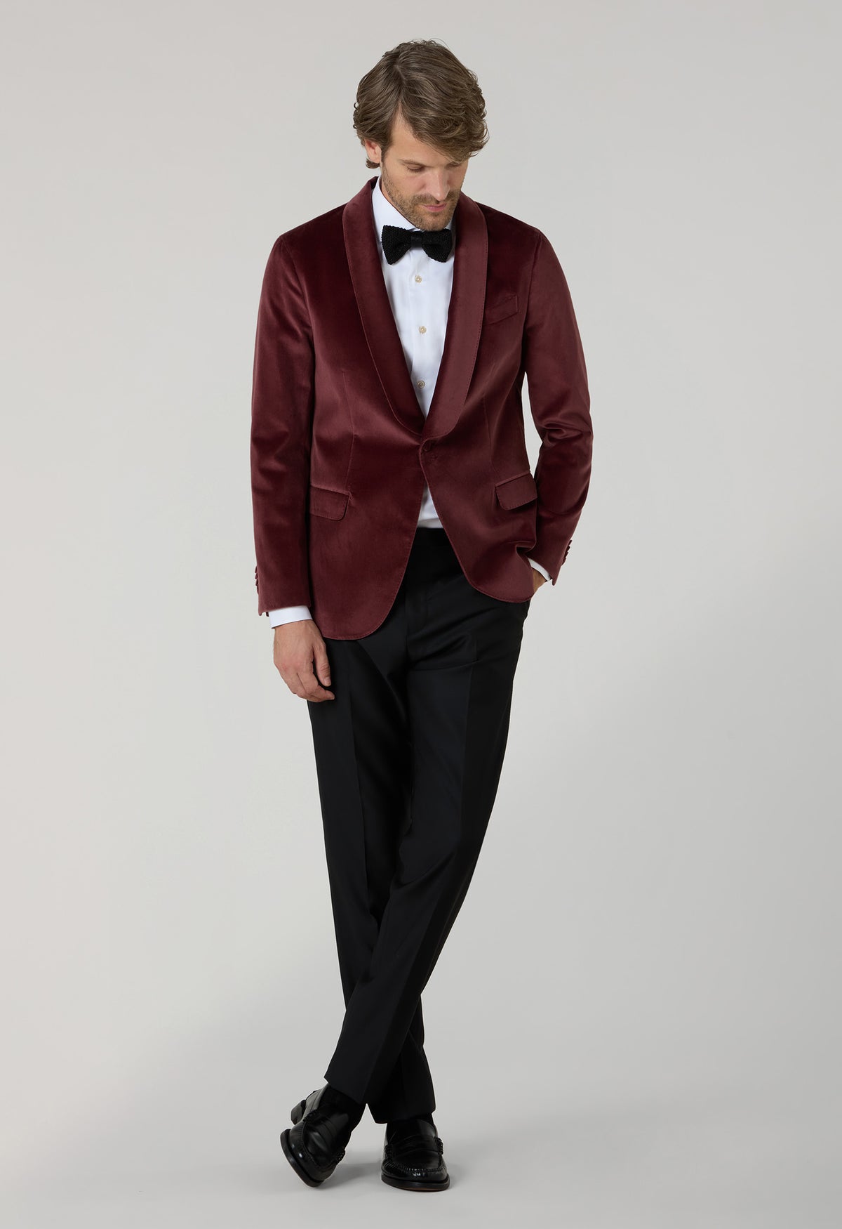Giacca Tuxedo in velluto mogano