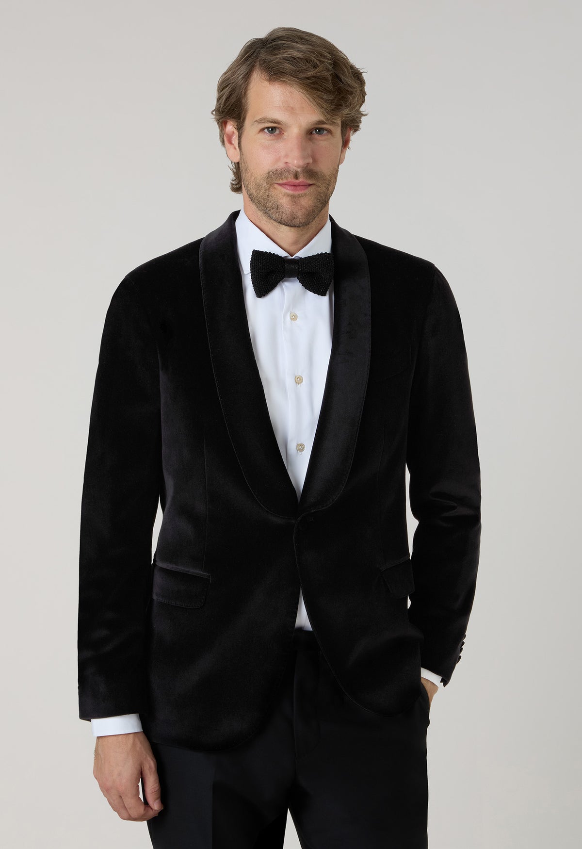 Black Plain Velvet Tuxedo Jacket