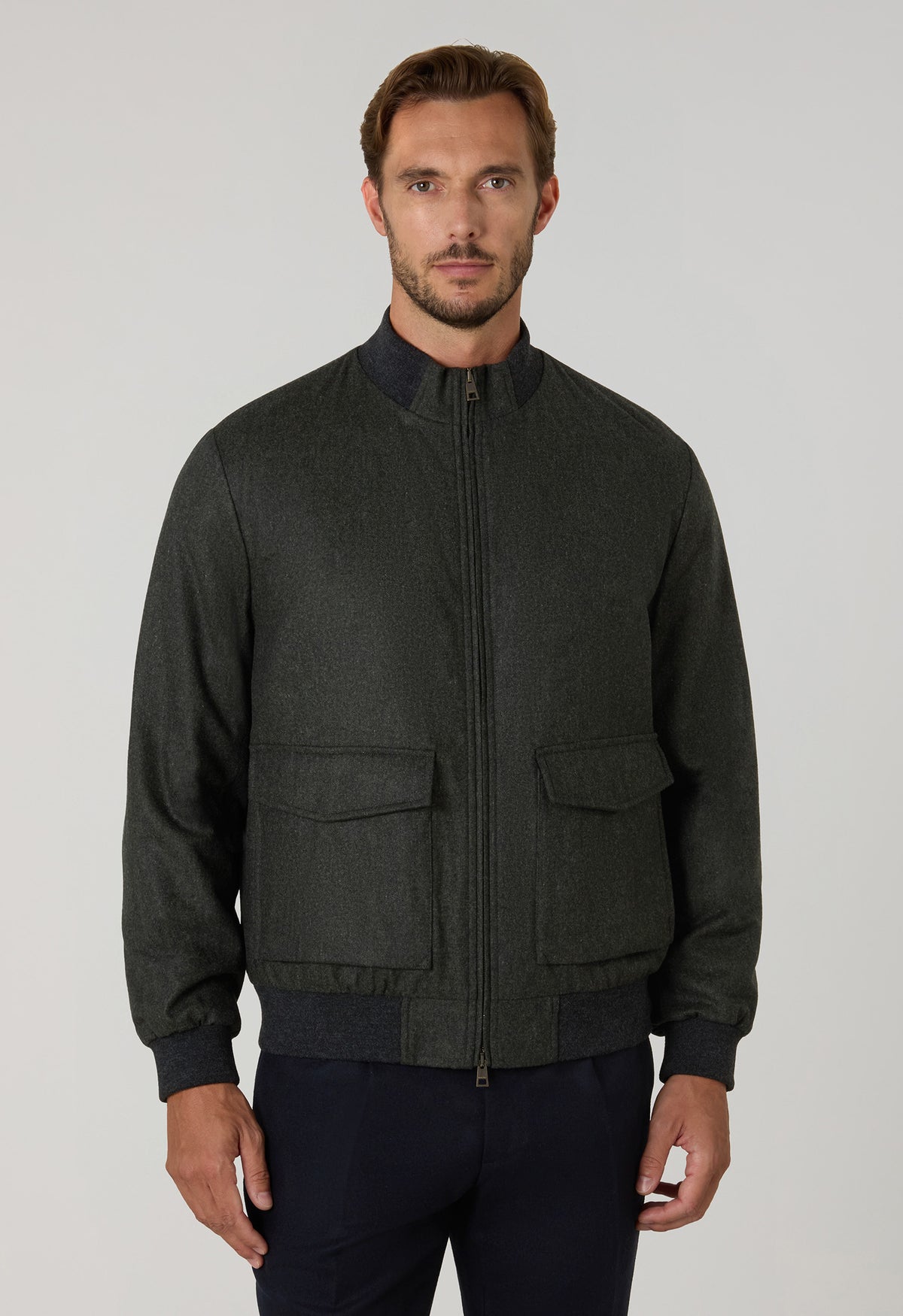 Bomber in lana vergine verde