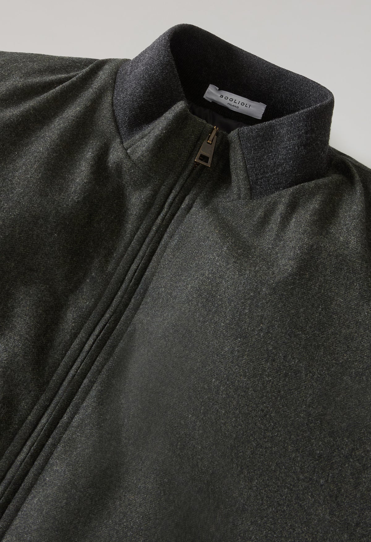Green Virgin Wool Bomber Jacket