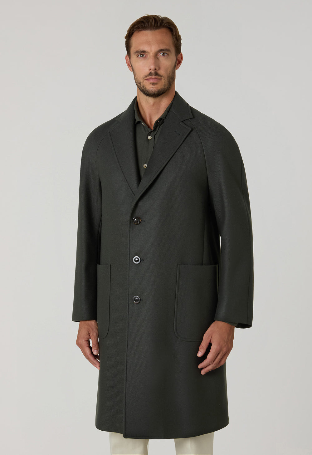 Overcoat in lana e cashmere verde