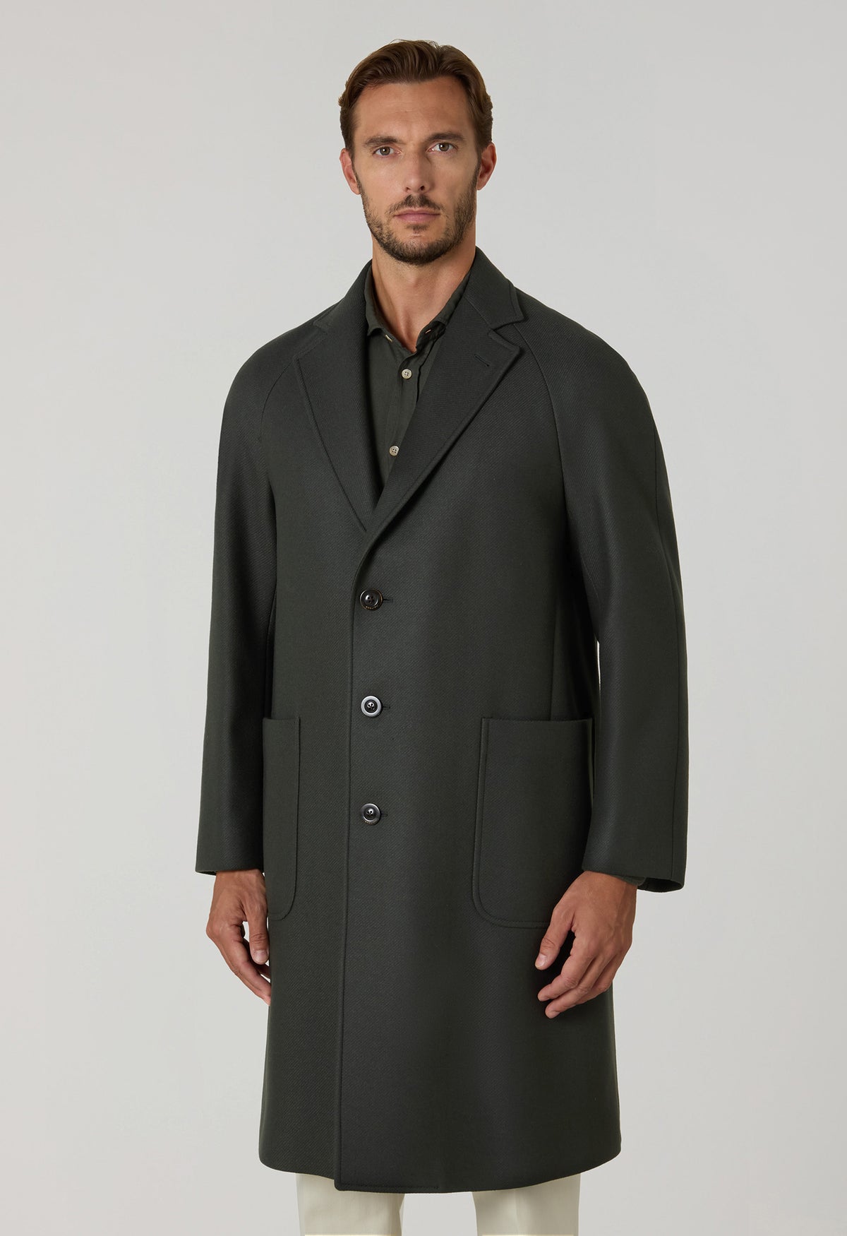 Overcoat in lana e cashmere verde