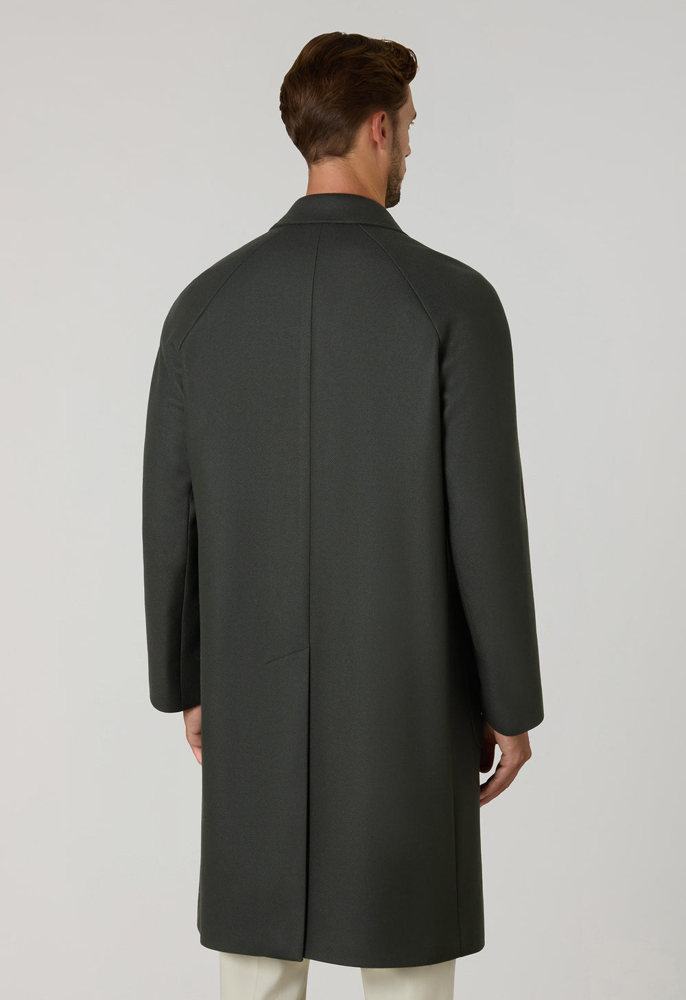 Overcoat in lana e cashmere verde