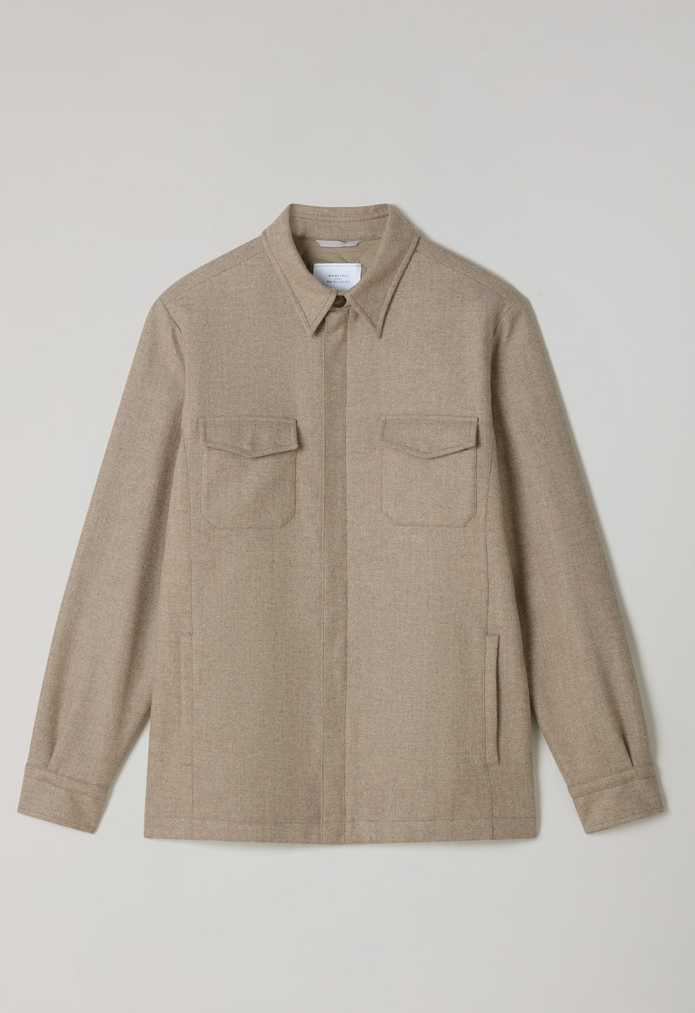 Beige Blended Wool Padded Overshirt