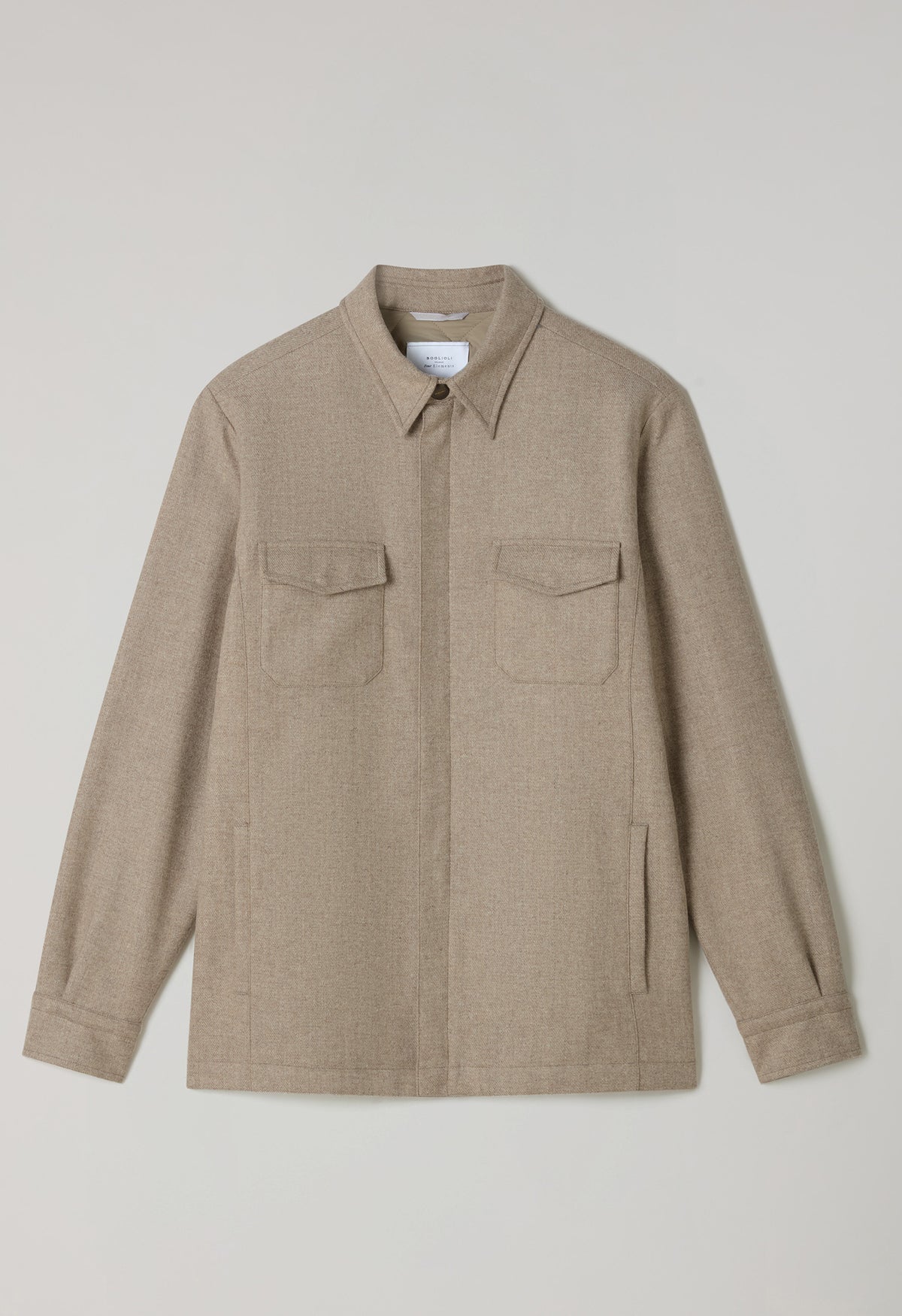 Beige Blended Wool Padded Overshirt