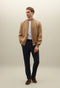 Dark Beige Linen Tencel Satin Bomber
