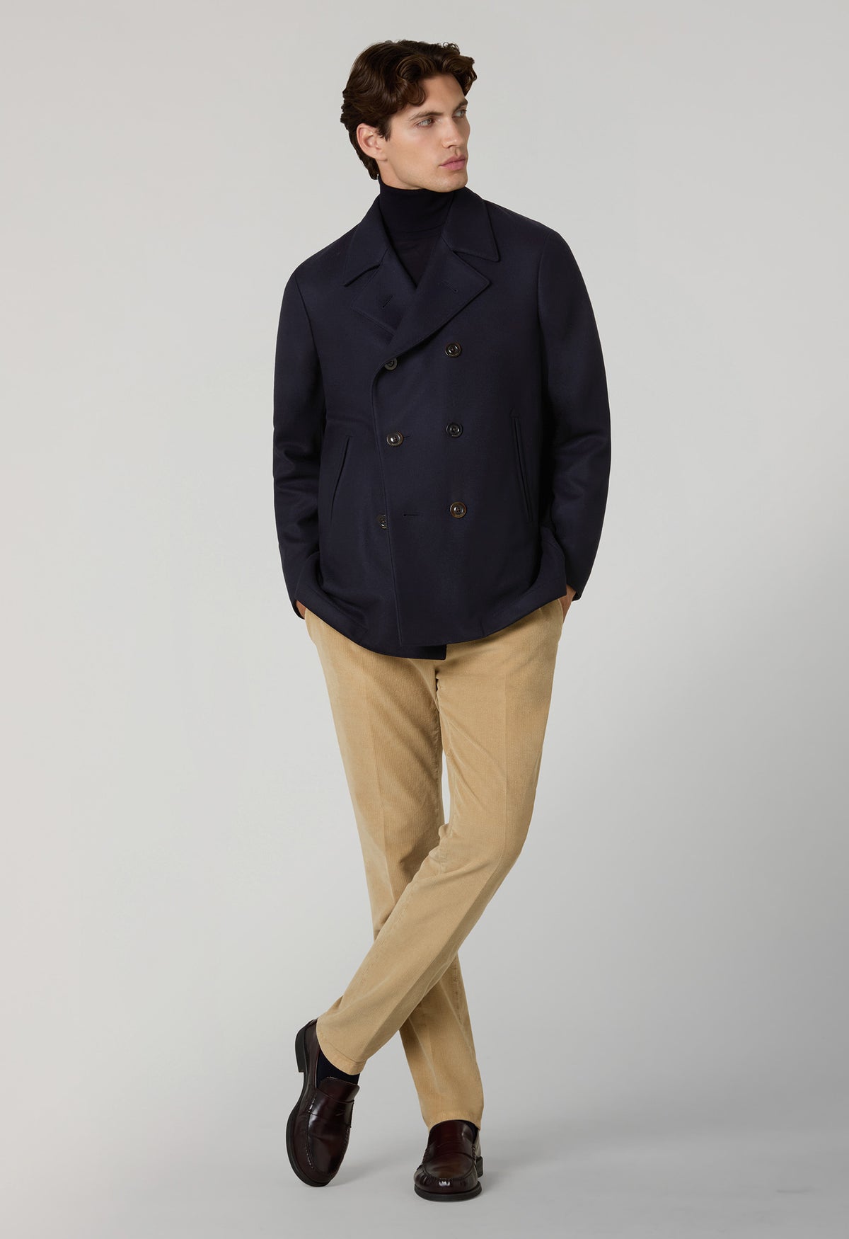 Blue Wool Felt Peacoat 