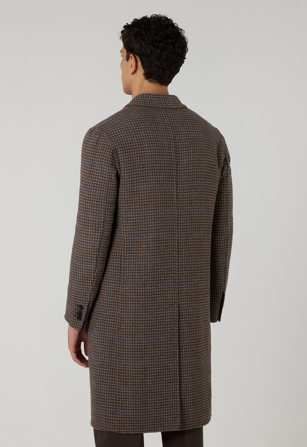 Brown Pied-de-puole Wool Cashmere double-breasted Coat