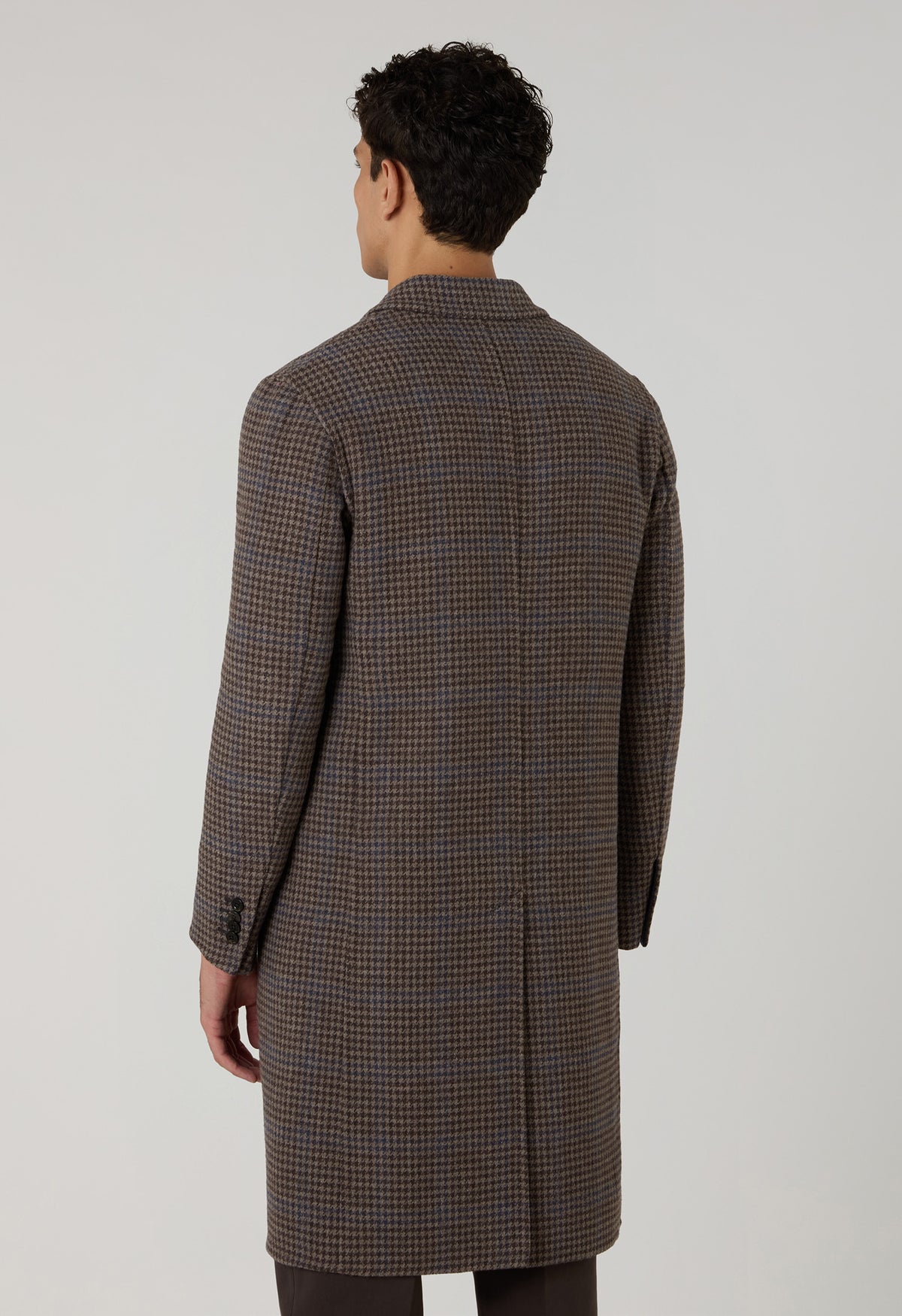 Brown Pied-de-puole Wool Cashmere double-breasted Coat
