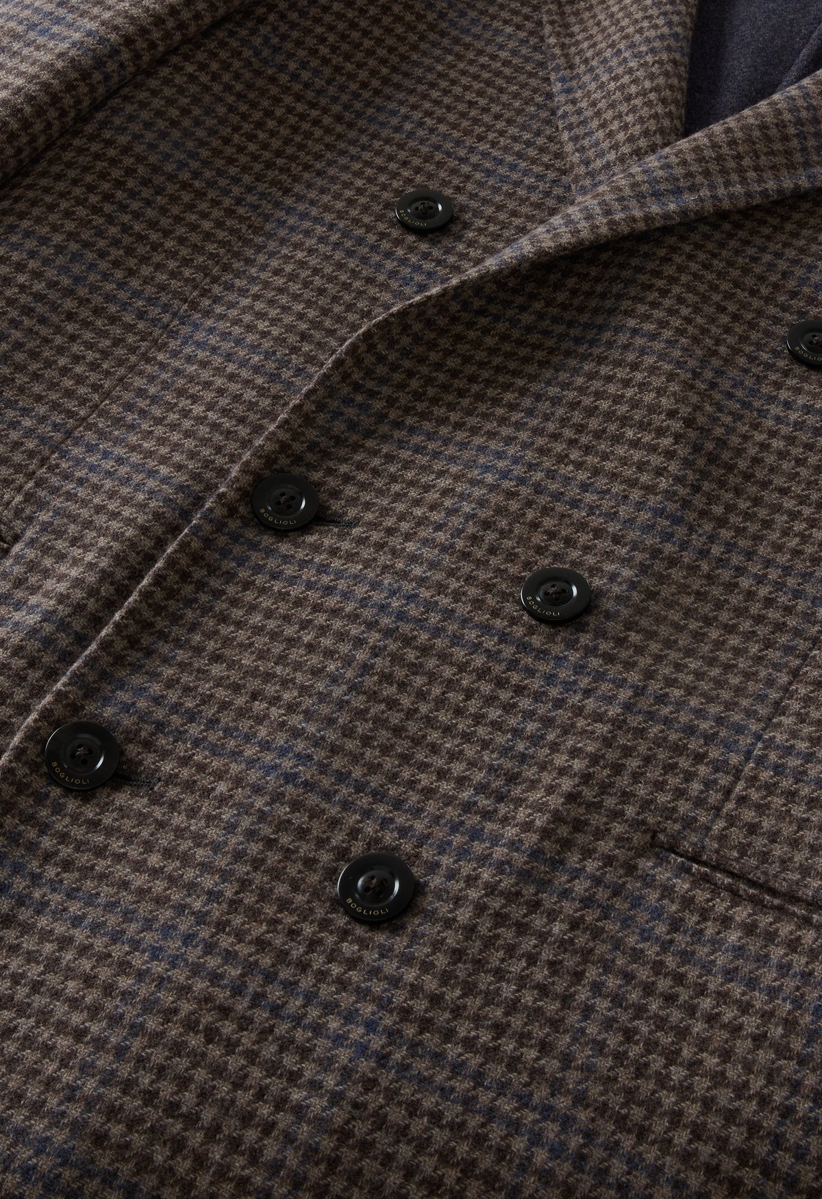 Brown Pied-de-puole Wool Cashmere double-breasted Coat
