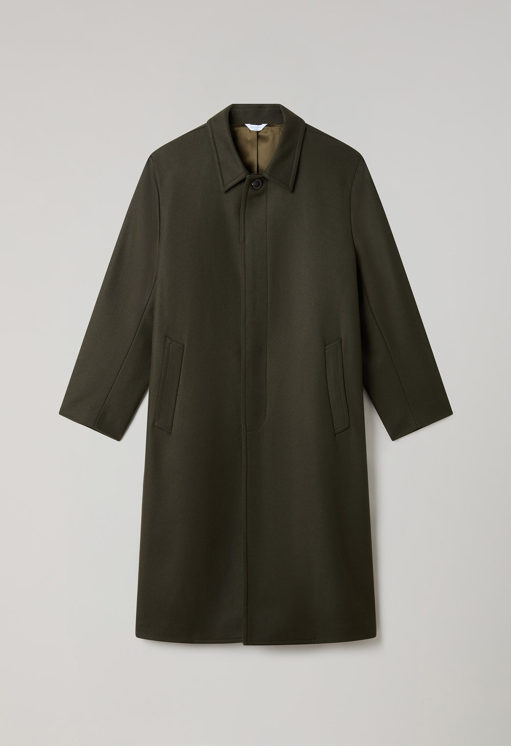 Green Wool Felt Loden Coat with back fold 