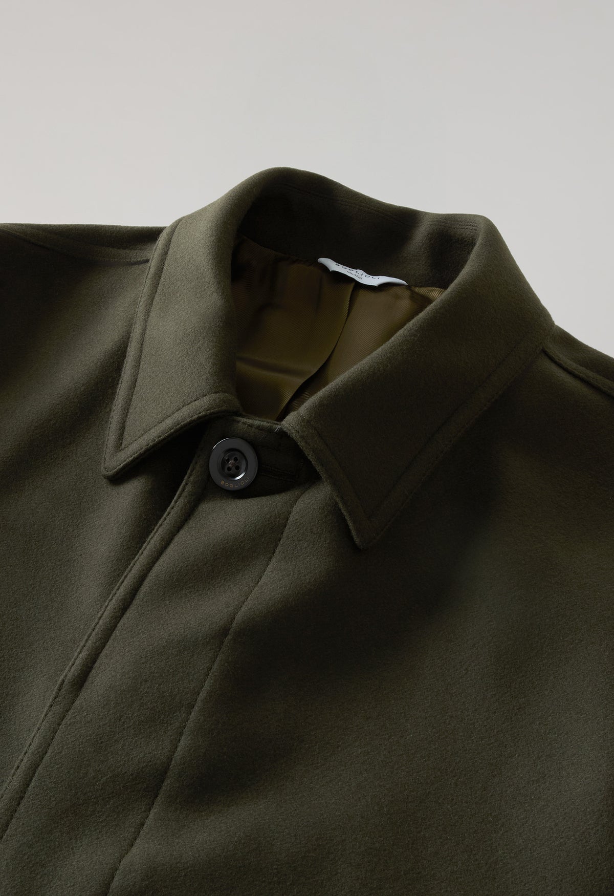Green Wool Felt Loden Coat with back fold 
