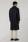 Blue Wool Felt Loden Coat with back fold 