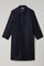 Blue Wool Felt Loden Coat with back fold 