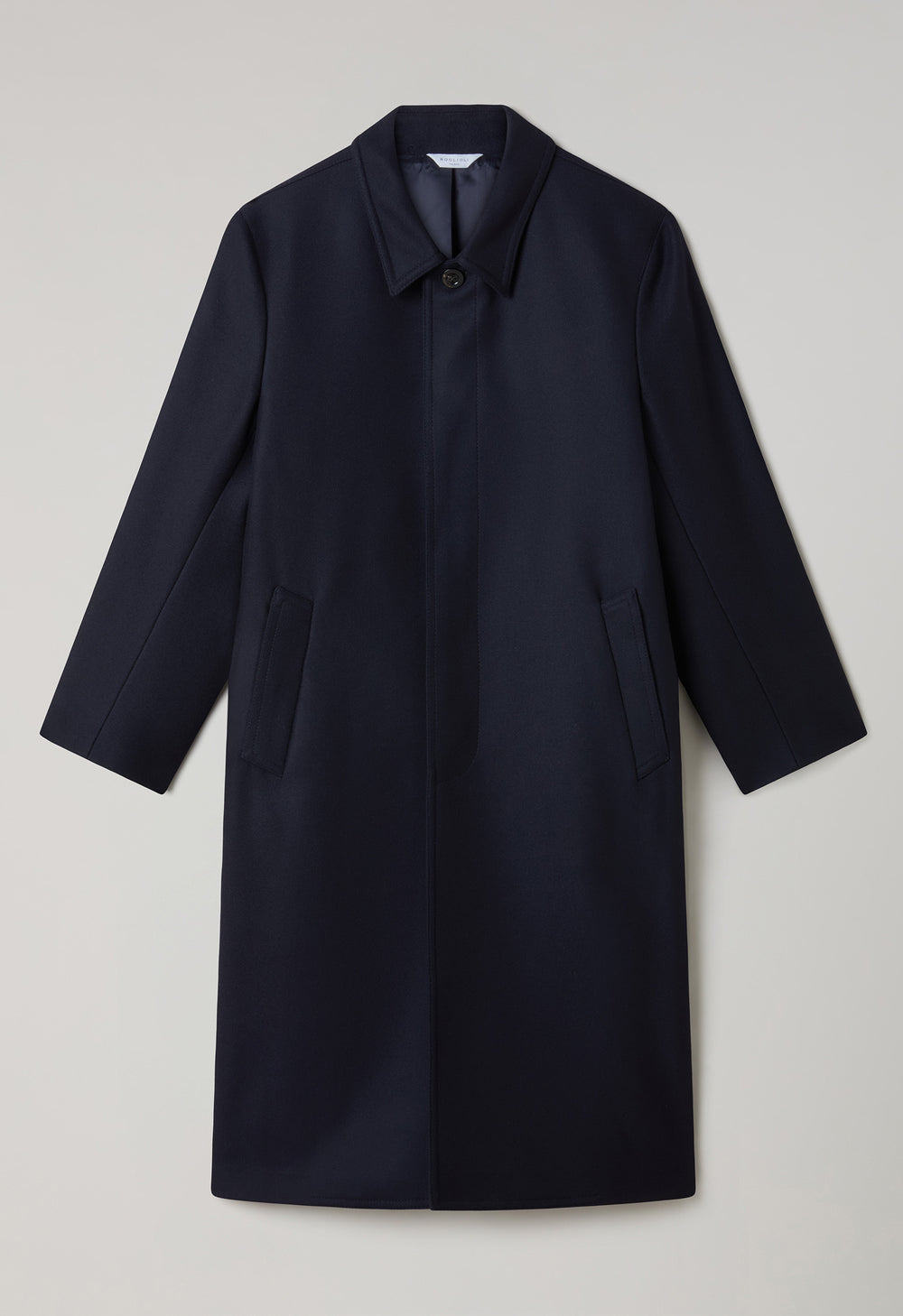 Blue Wool Felt Loden Coat with back fold 