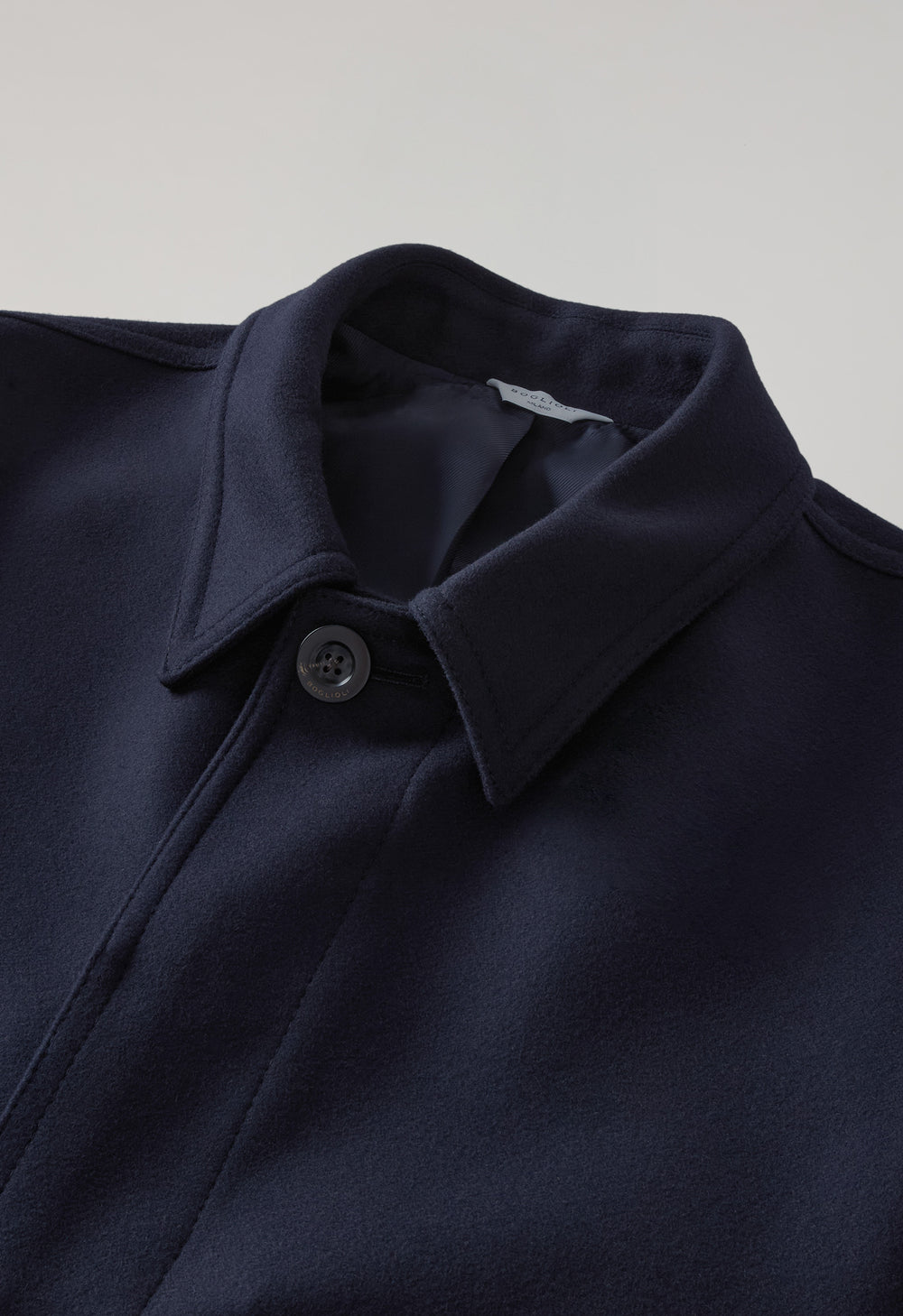 Blue Wool Felt Loden Coat with back fold 