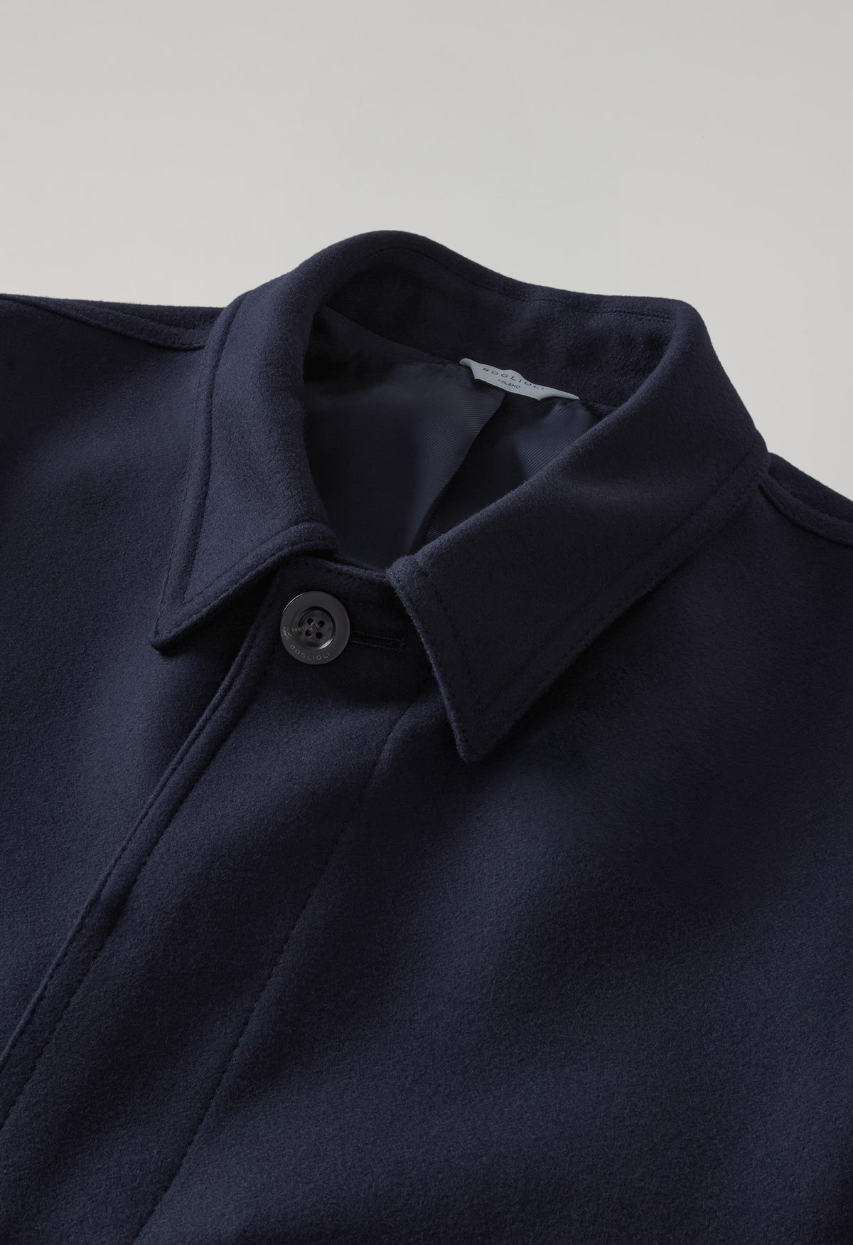Blue Wool Felt Loden Coat with back fold 