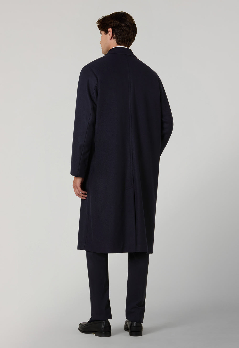 Blauer Wollmantel aus Loden