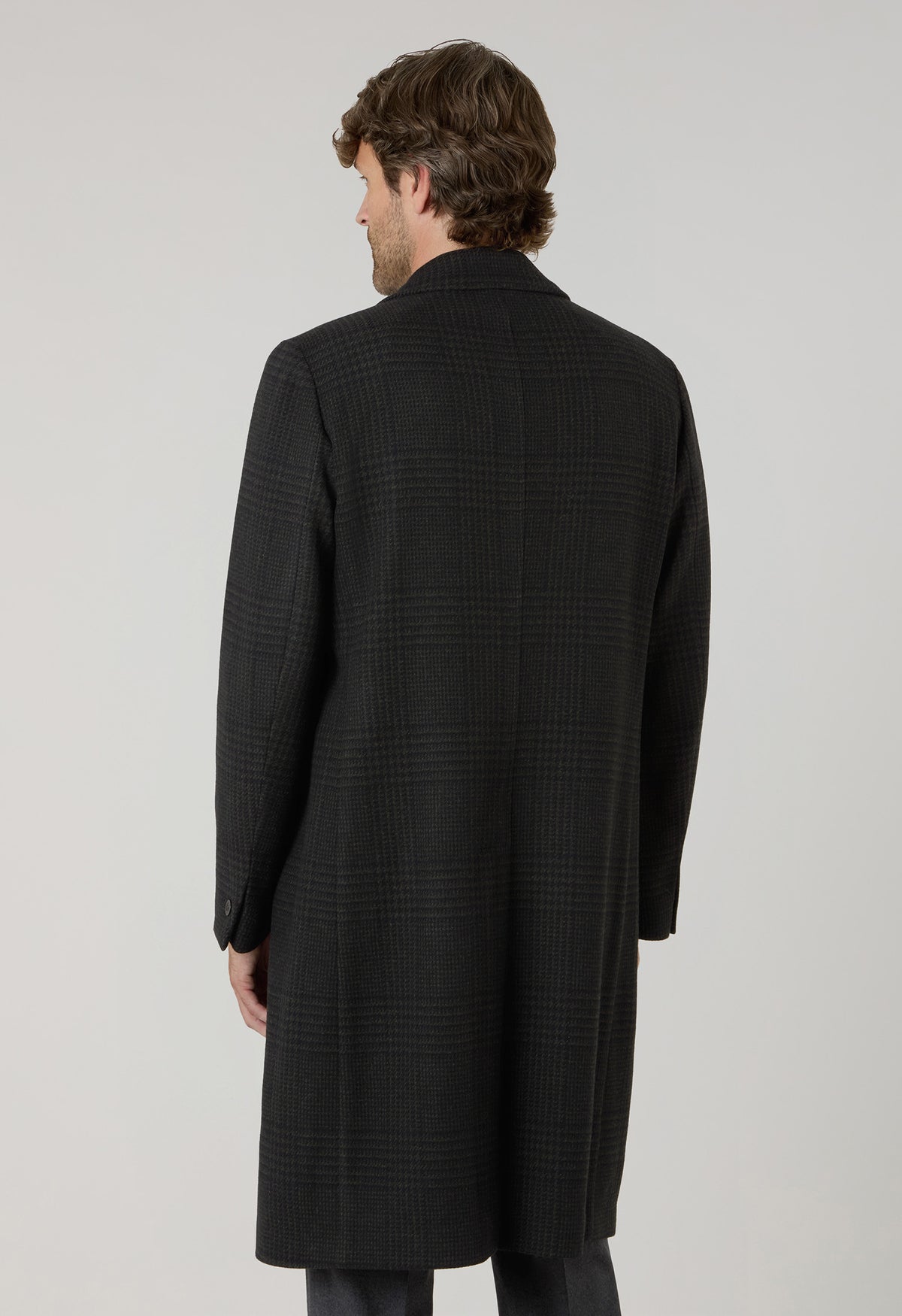 Cappotto doppiopetto in lana e cashmere Principe di Galles verde