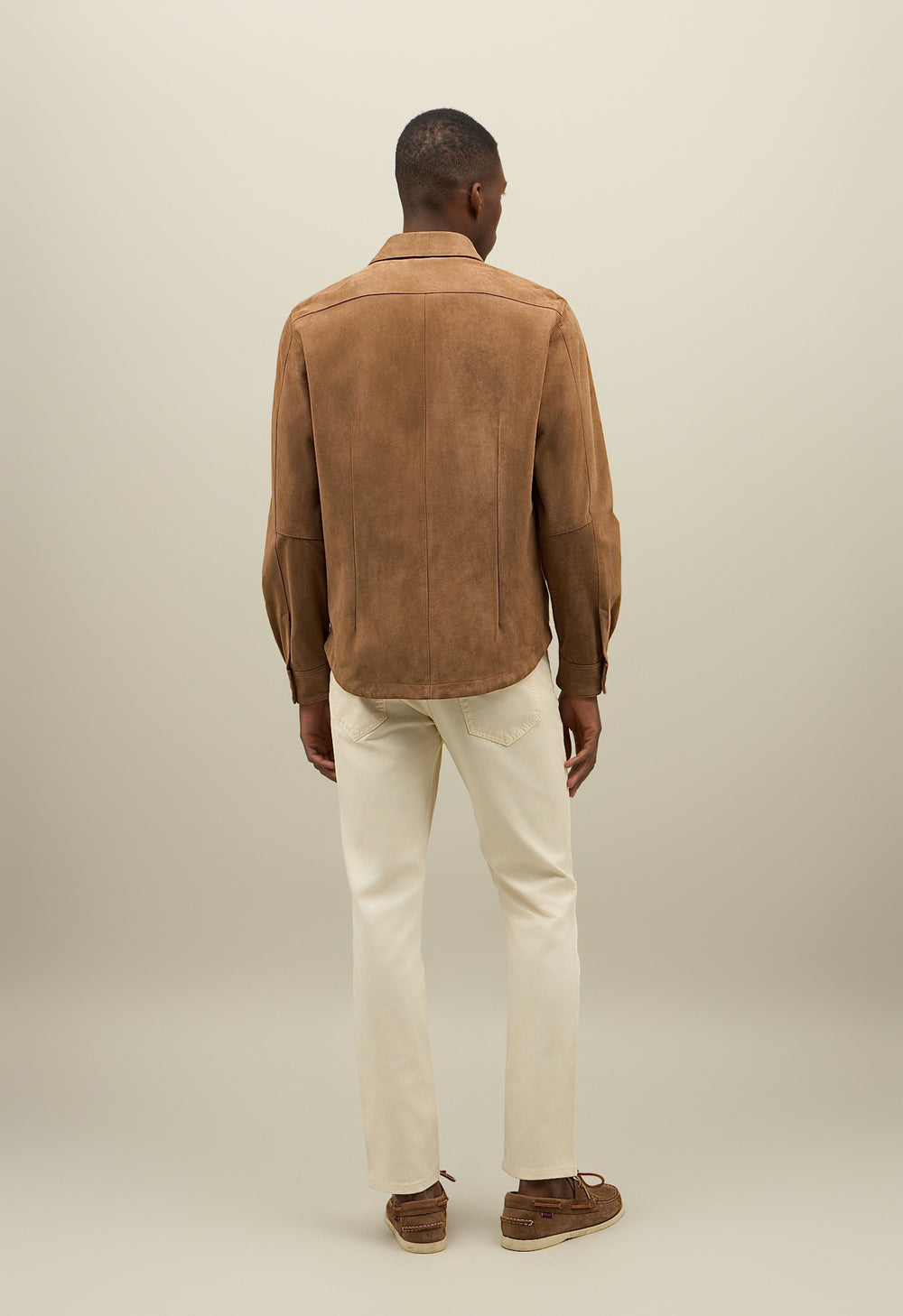 Overshirt in suede beige scuro