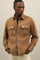 Overshirt in suede beige scuro