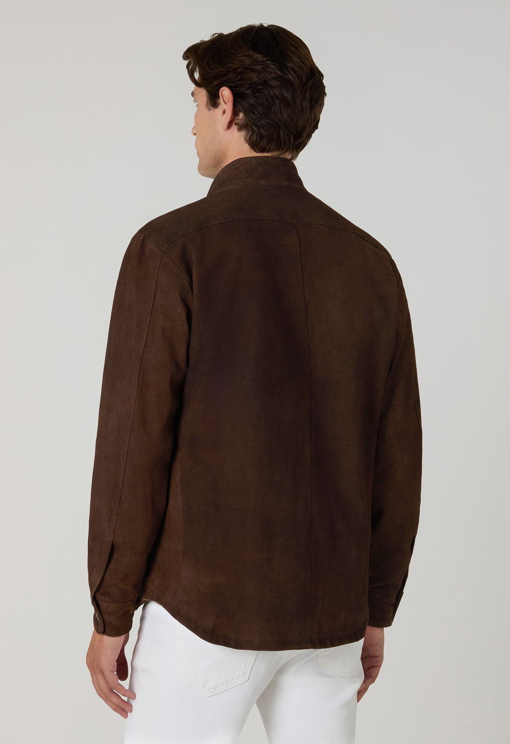 Overshirt imbottita in suede marrone