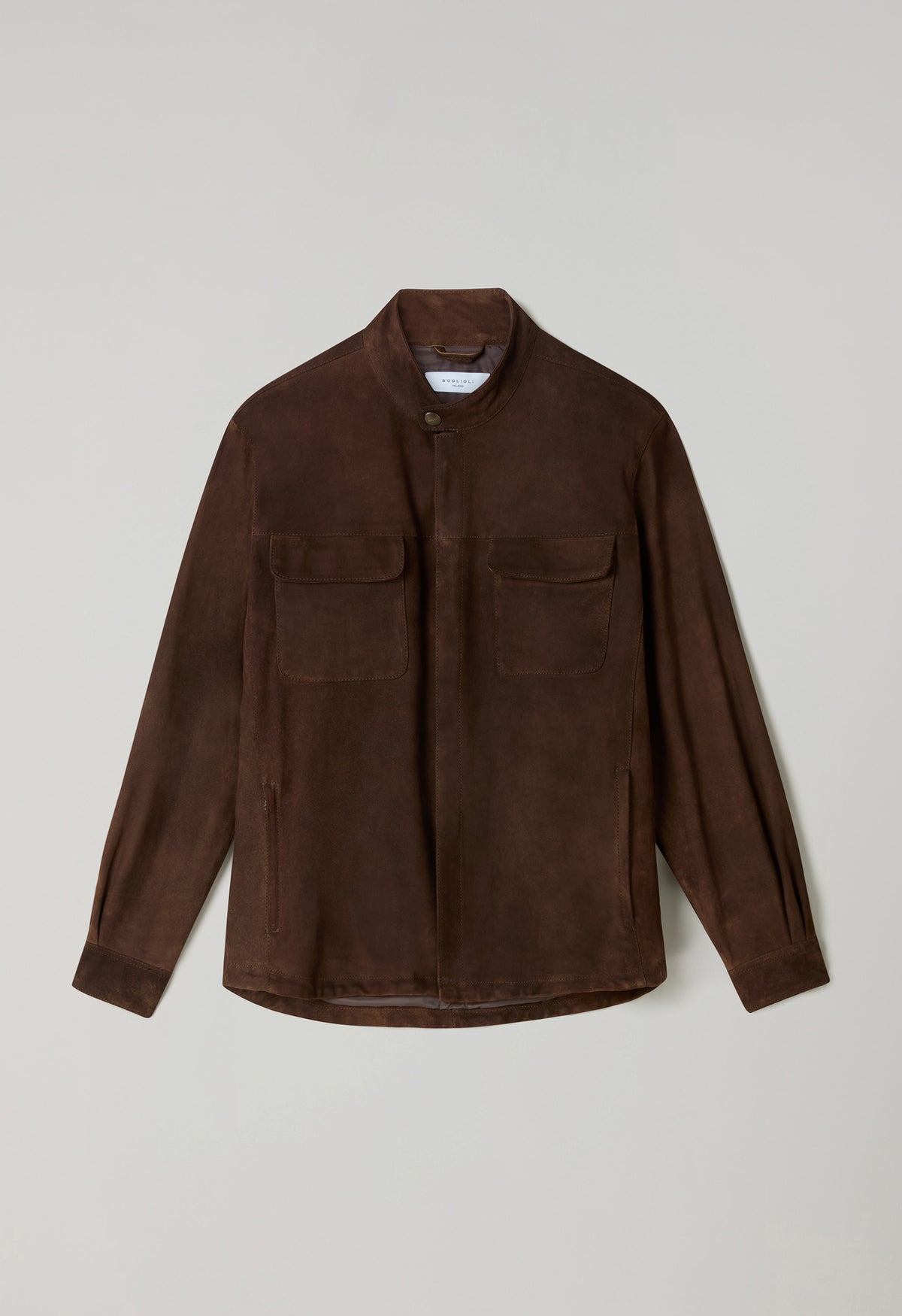 Overshirt imbottita in suede marrone