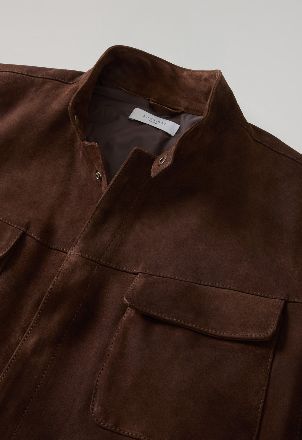 Overshirt imbottita in suede marrone