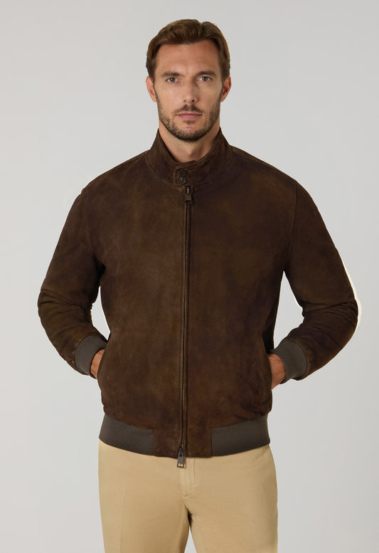 Brown Suede Padded Bomber