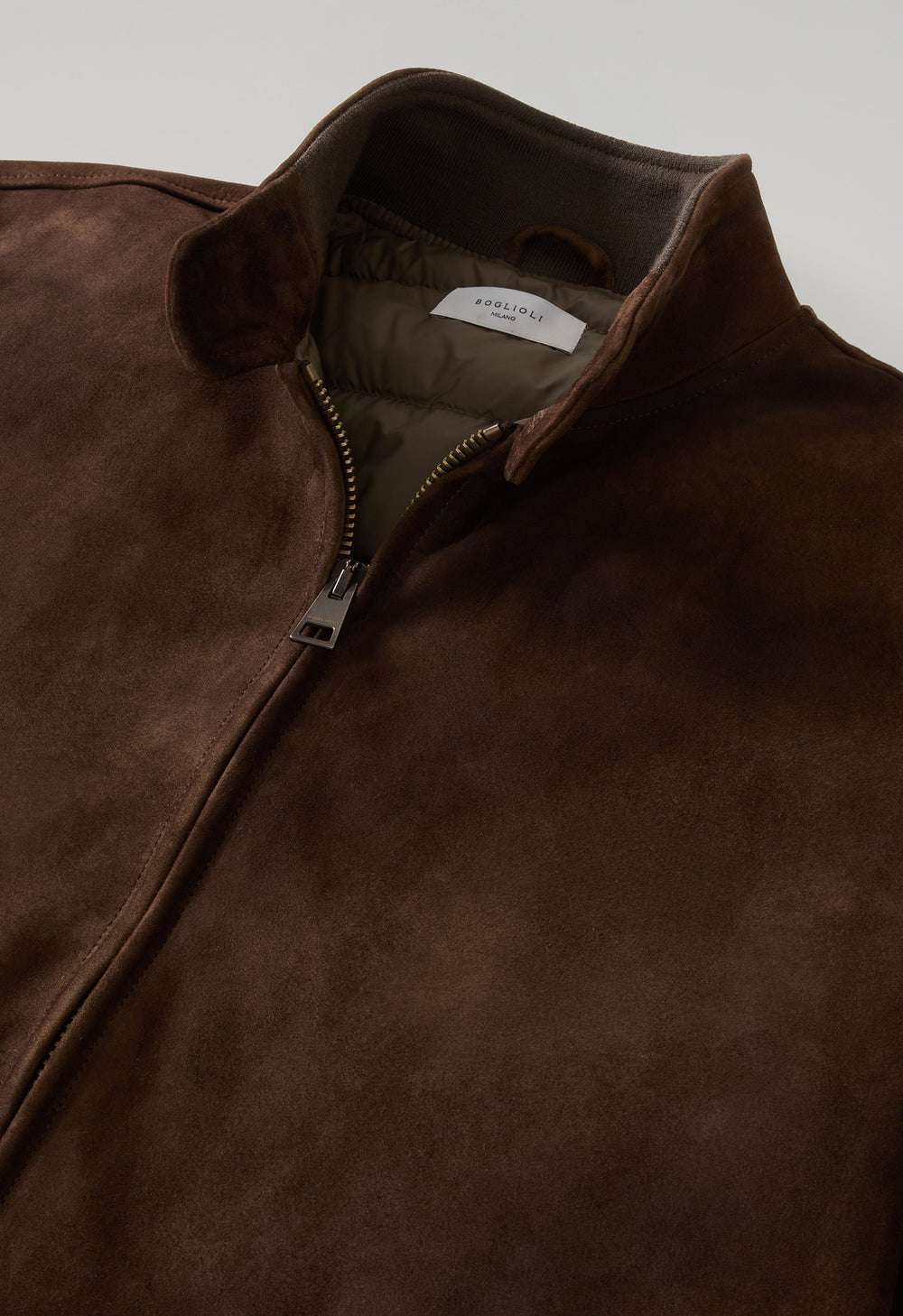 Bomber imbottito in suede marrone