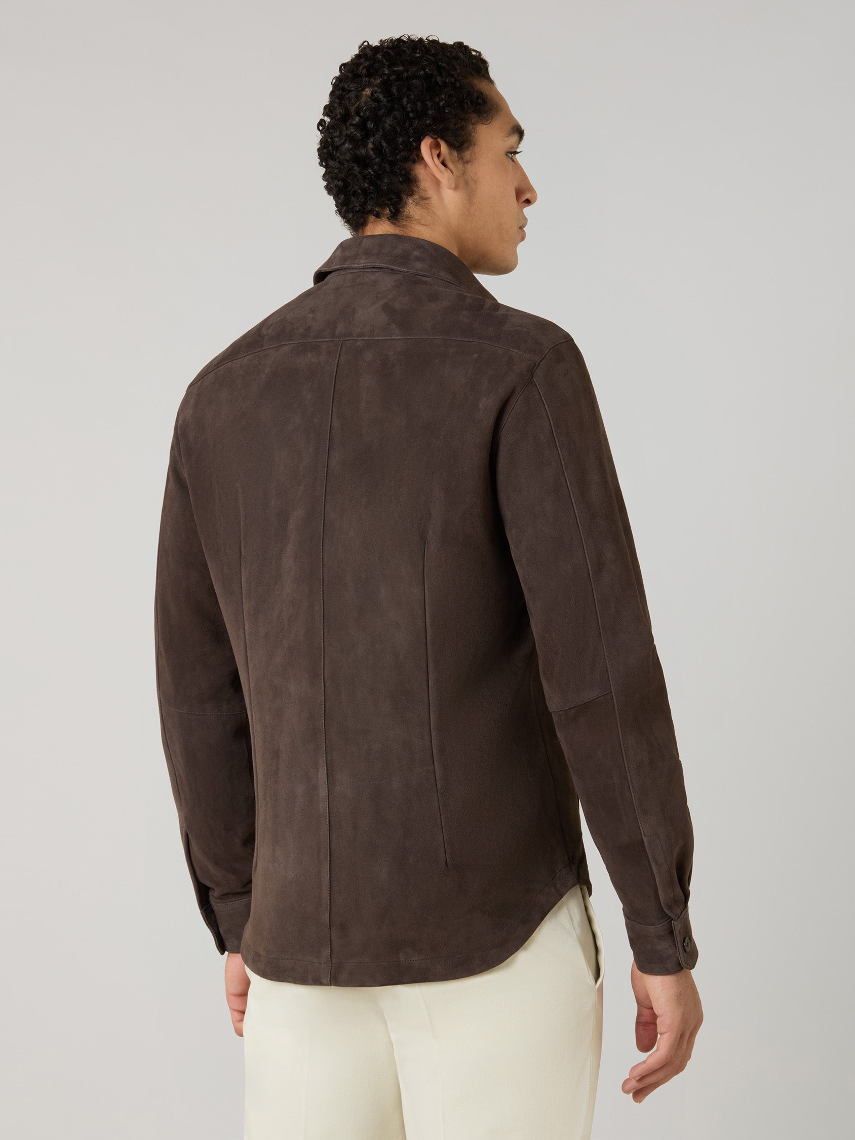 Overshirt in suede marrone