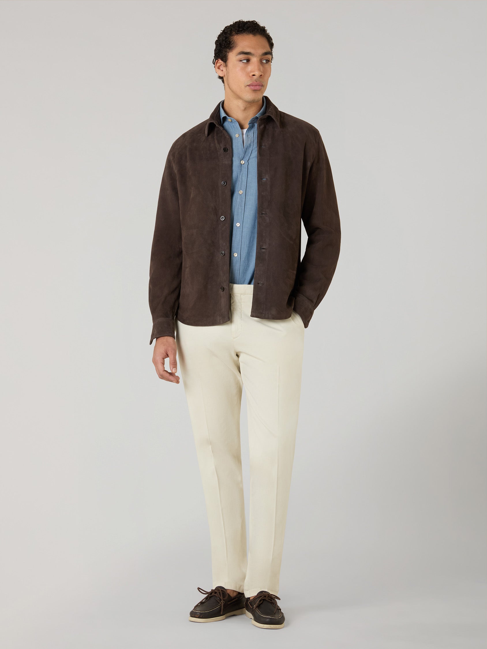 Overshirt in suede marrone