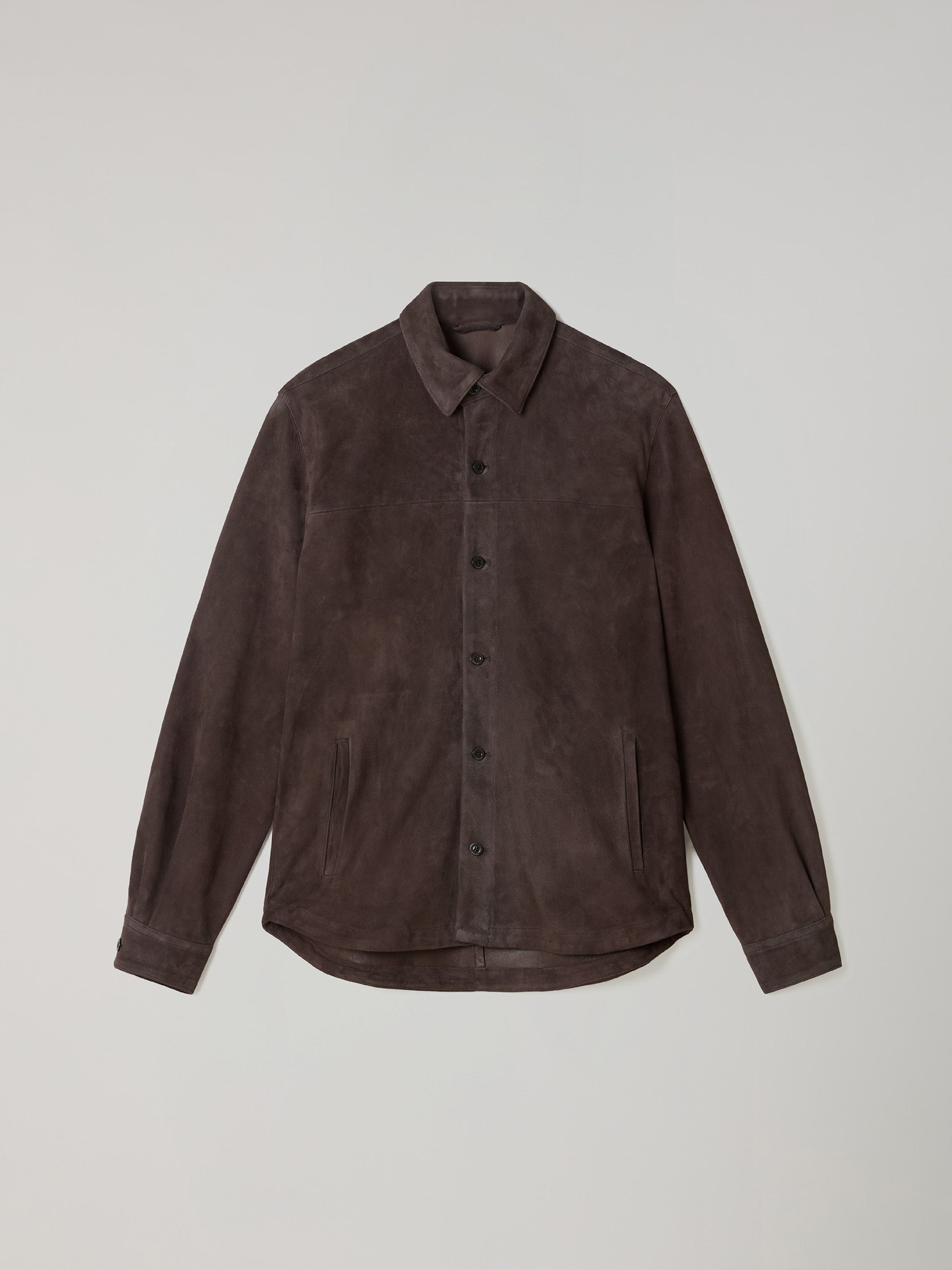 Overshirt in suede marrone