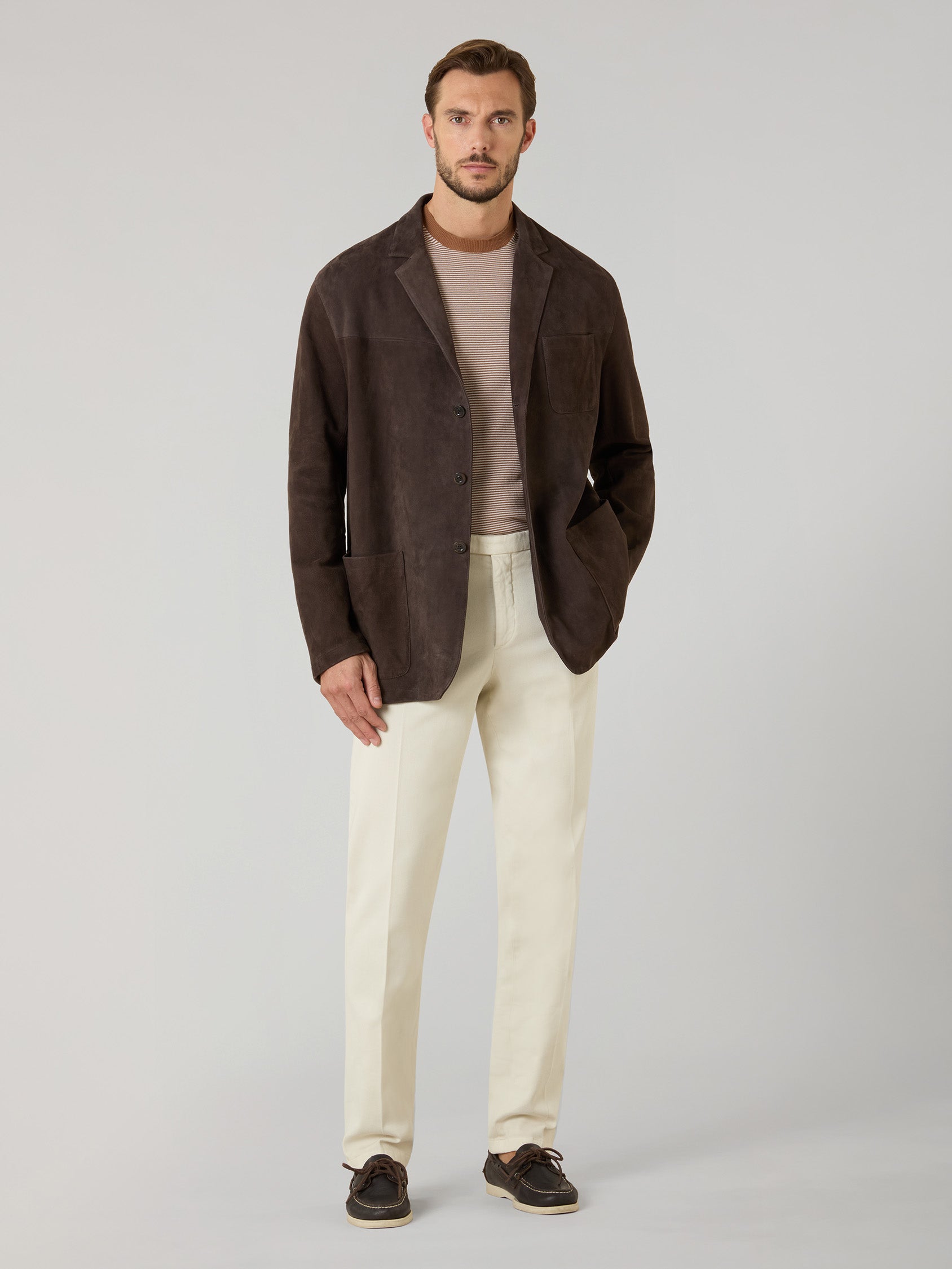 Blazer in suede marrone