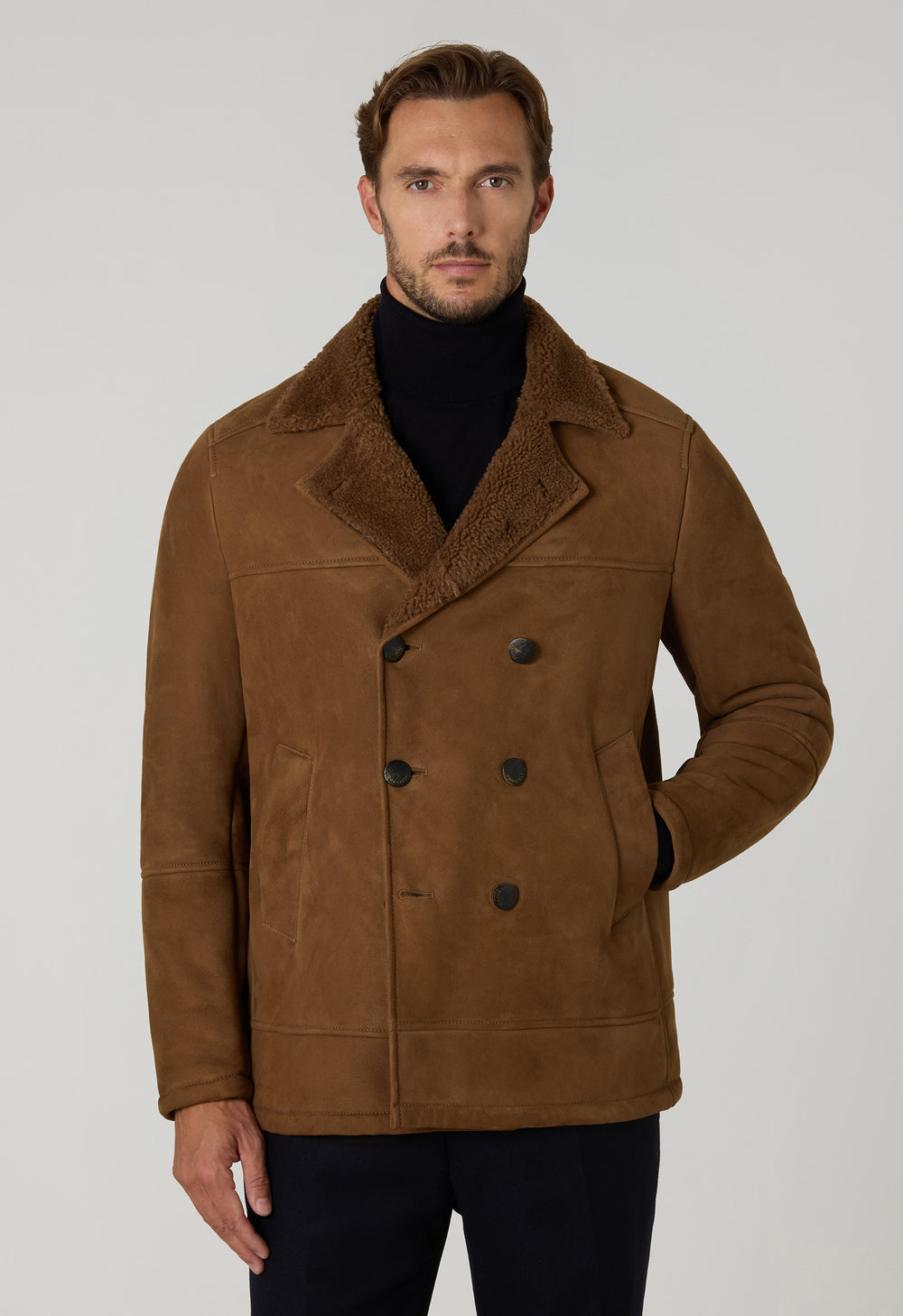 Brown Shearling Peacoat