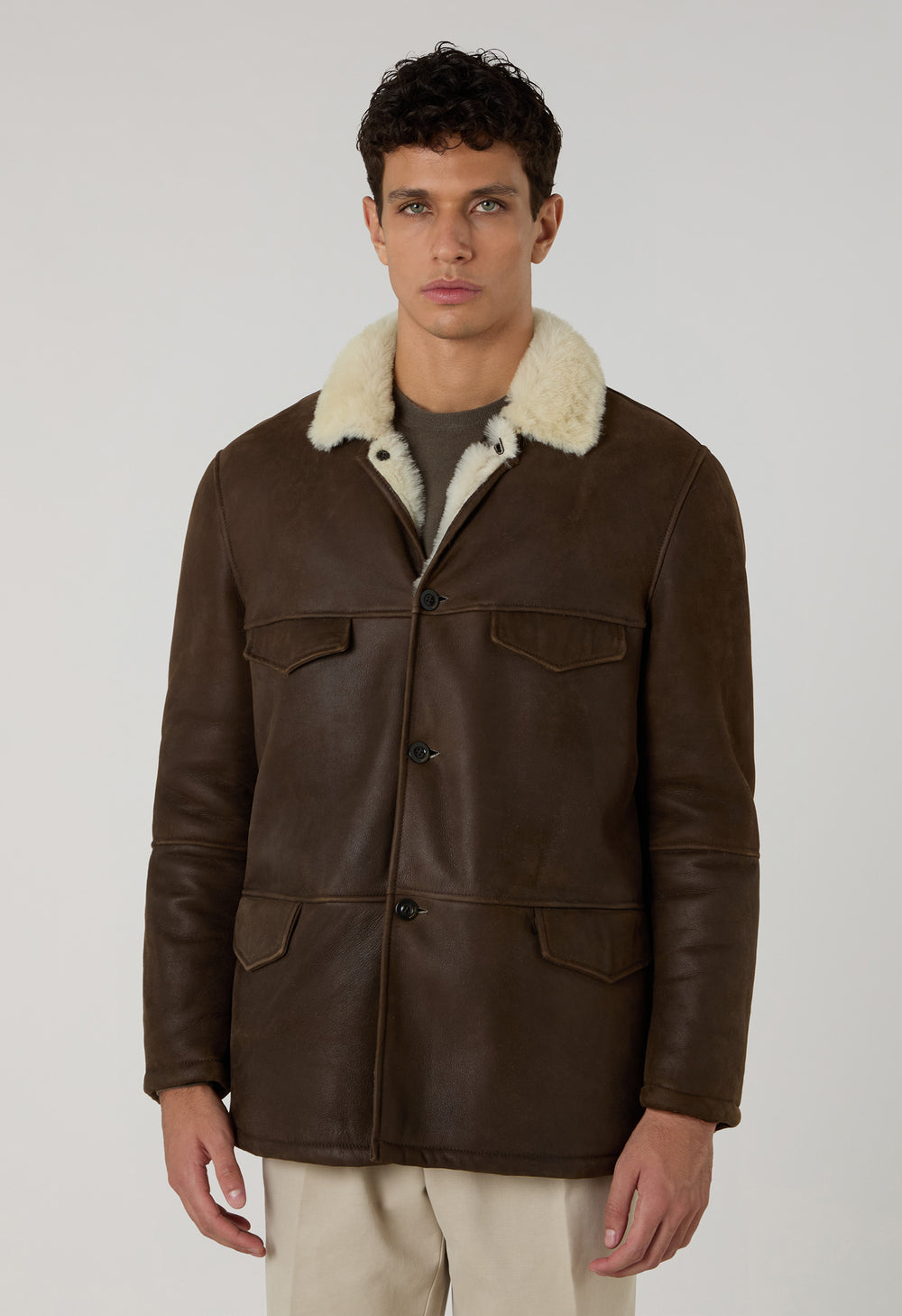 Brown Shearling Sahariana