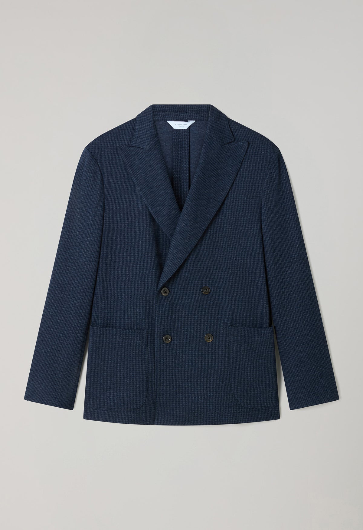 Blue Houndstooth Jersey double-breasted Easy Jacket