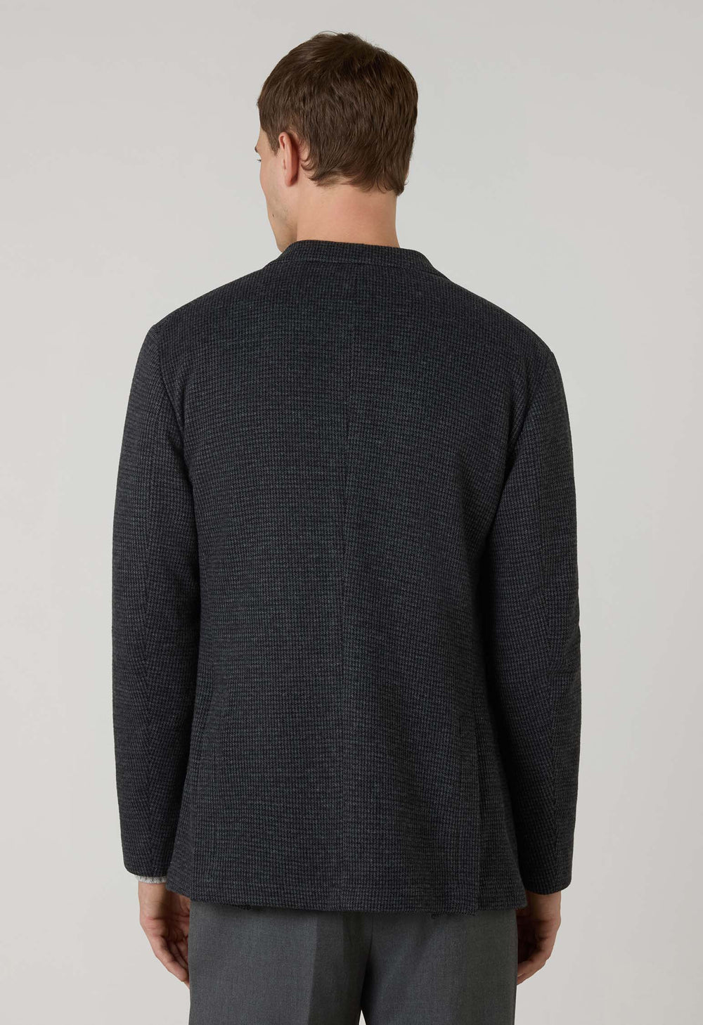Grey Houndstooth Jersey double-breasted Easy Jacket