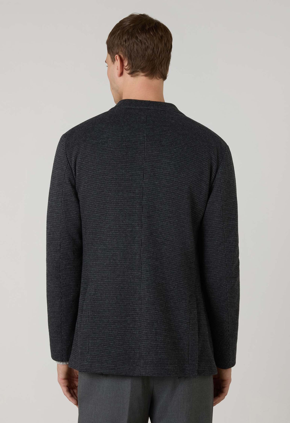 Grey Houndstooth Jersey double-breasted Easy Jacket