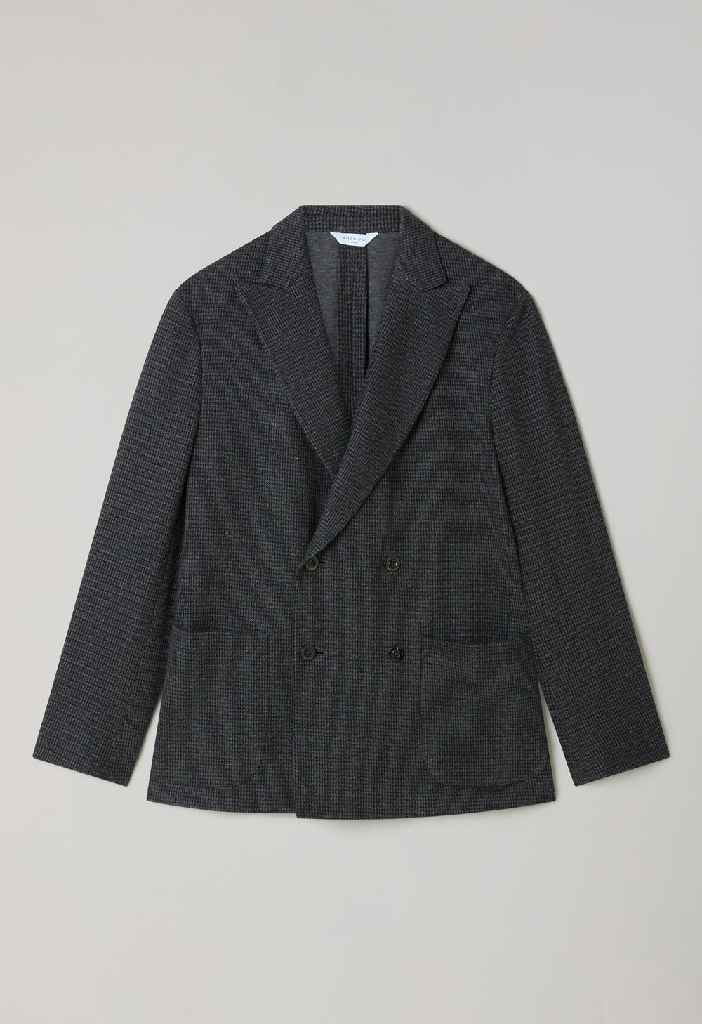 Grey Houndstooth Jersey double-breasted Easy Jacket