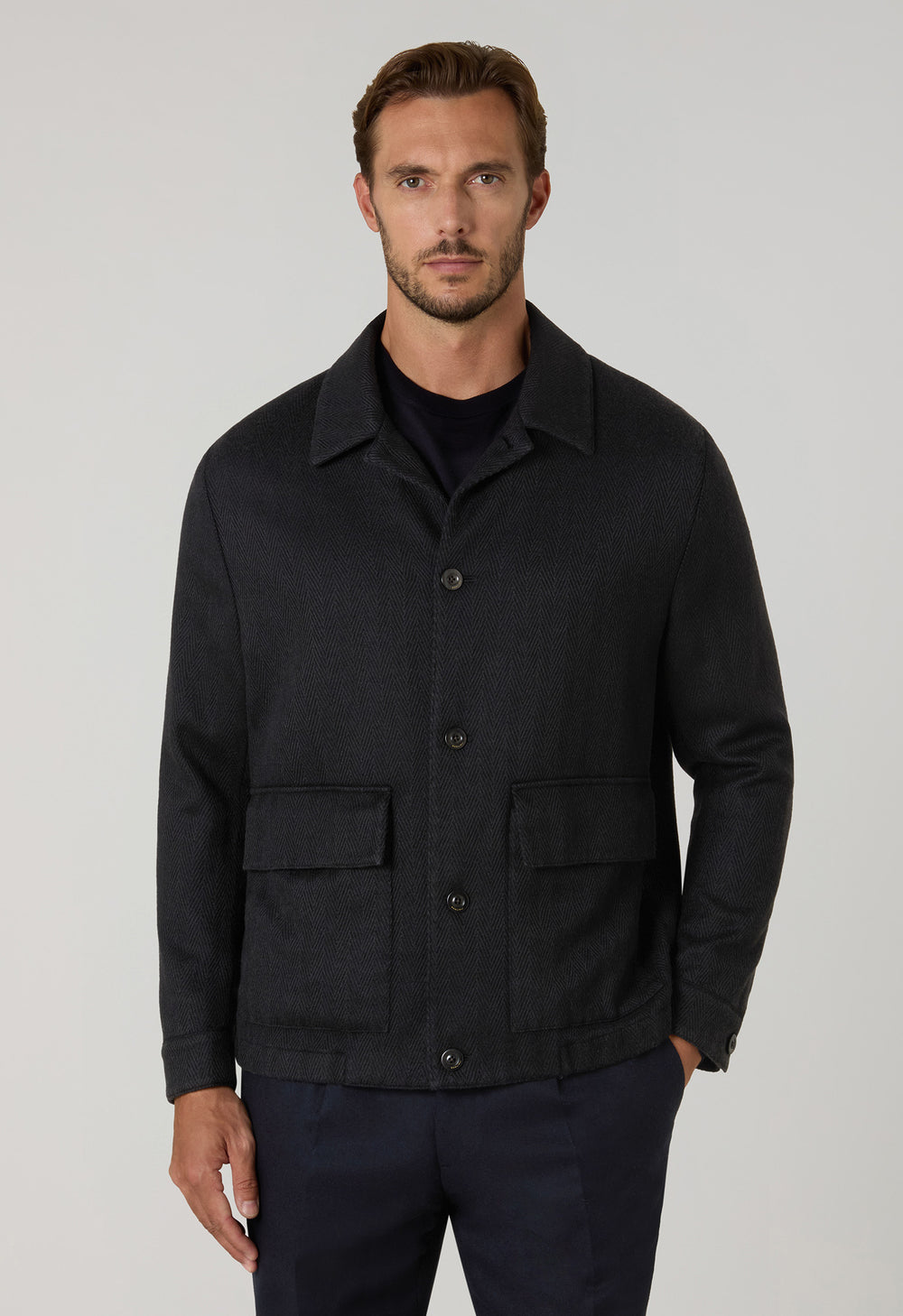 Black Cashmere Wool Boxie Jacket