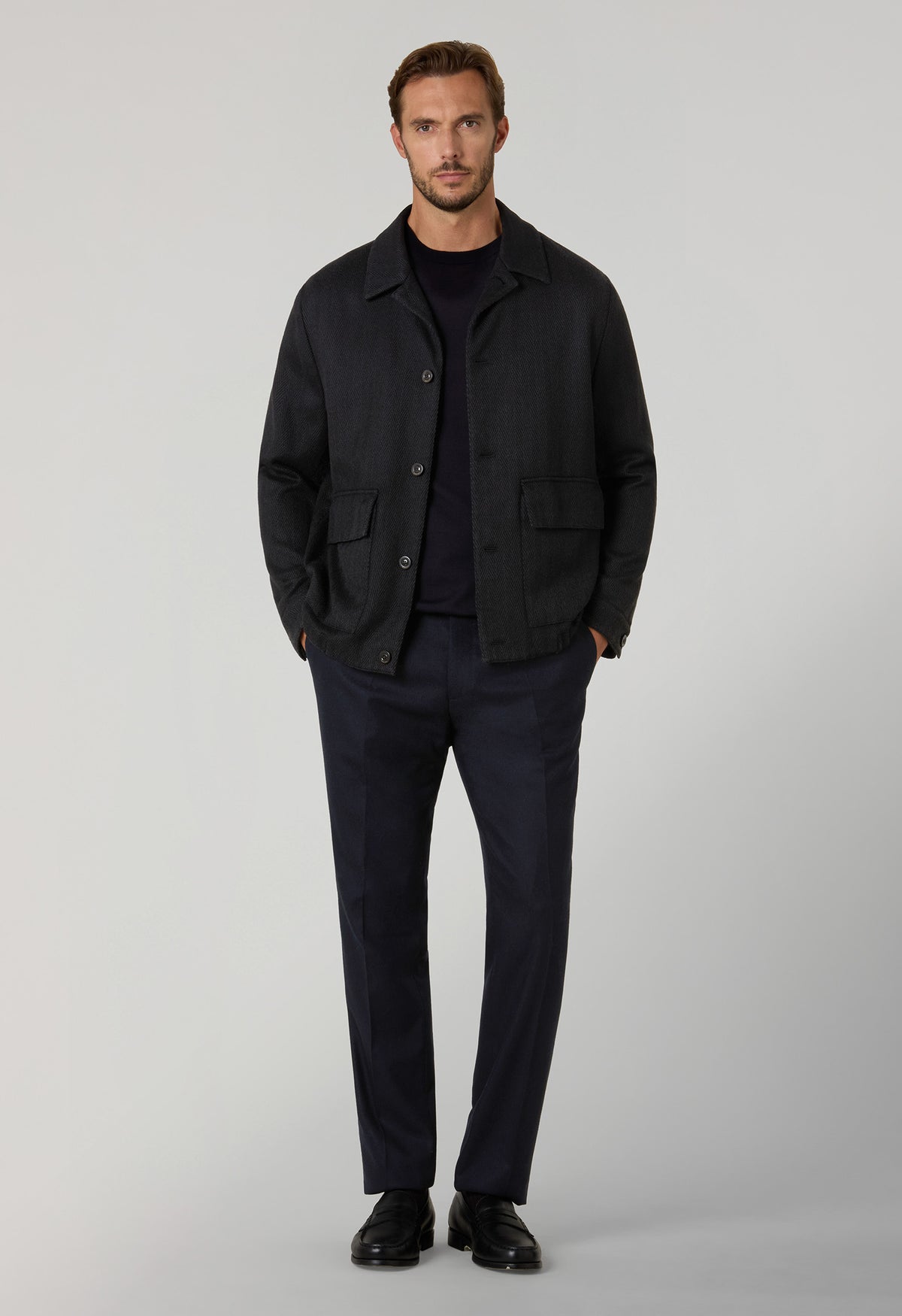Black Cashmere Wool Boxie Jacket