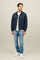 Giacca Biker in cotone tinto in capo blu