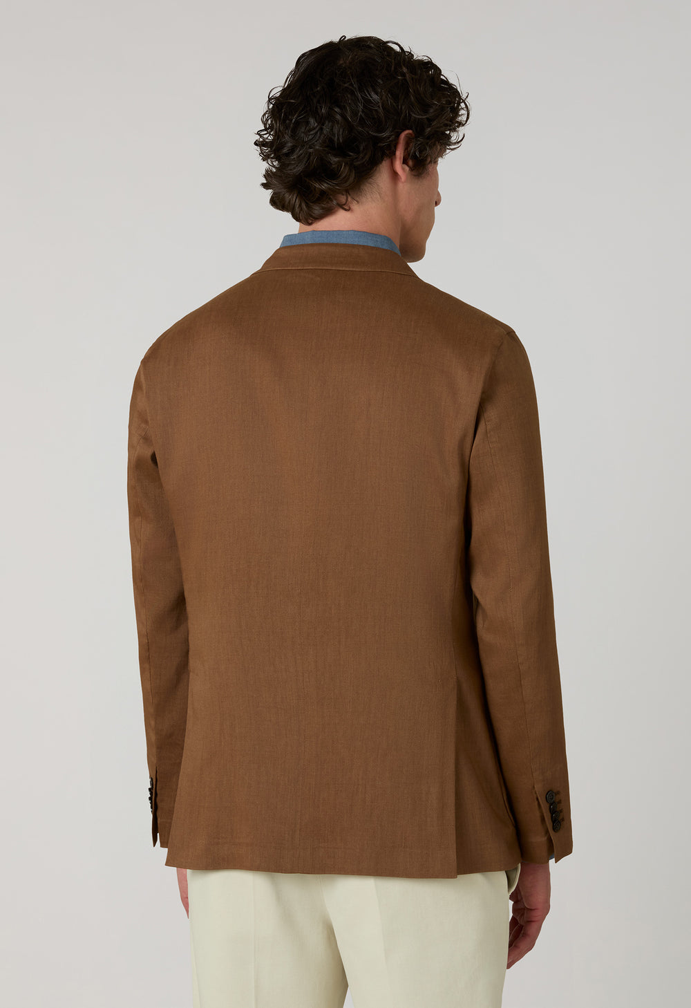 Brown Linen Mohair Double-Breasted Sartoria Jacket