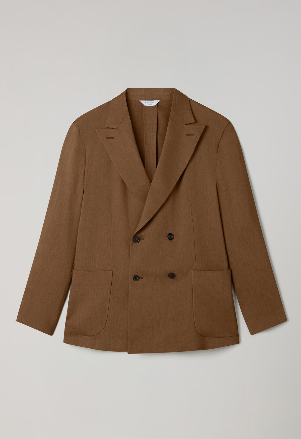 Brown Linen Mohair Double-Breasted Sartoria Jacket