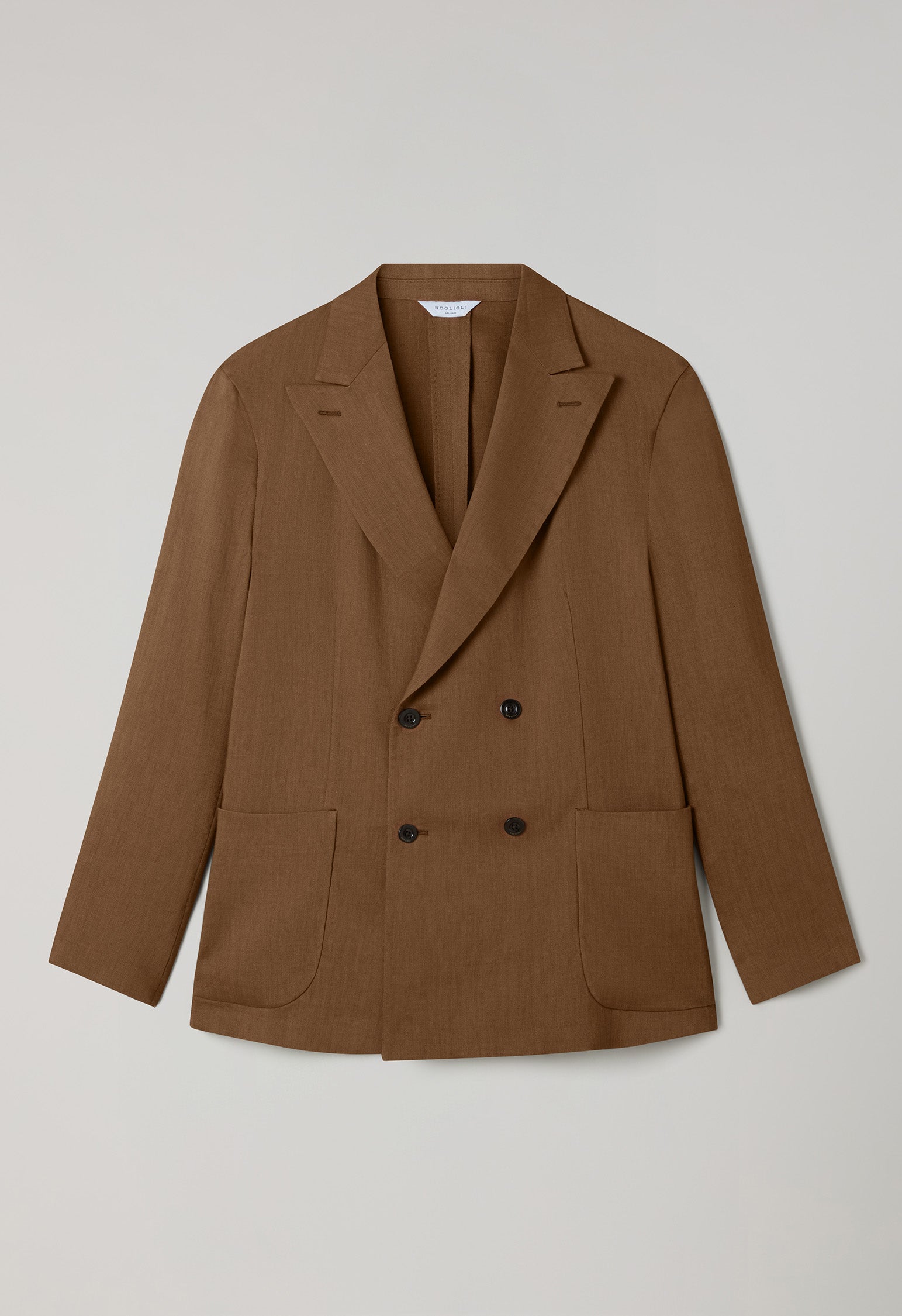 Brown Linen Mohair Double-Breasted Sartoria Jacket